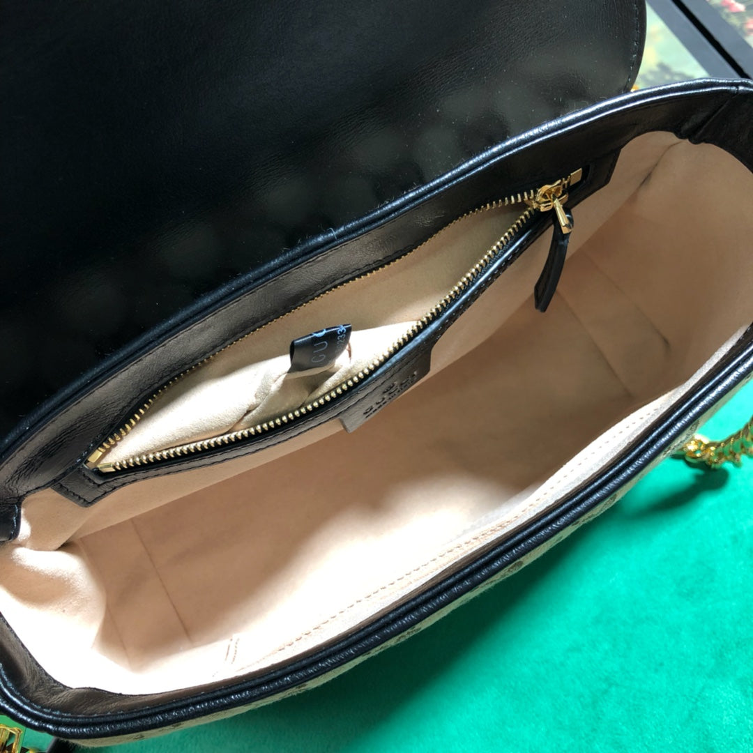 Gucci Classic Monogram Canvas Flap Shoulder Bag with Top Handle