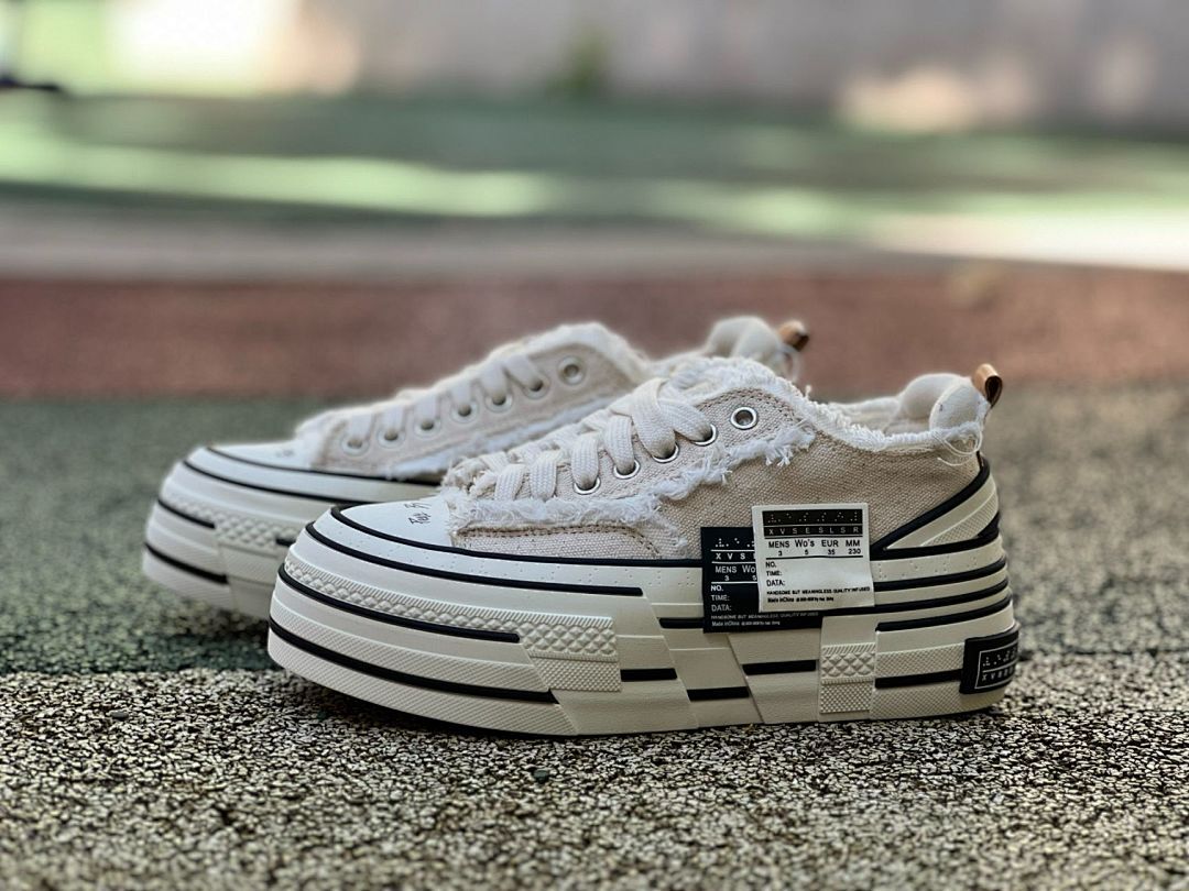 AVSESLSR AVB Distressed Canvas Platform Low Top Sneakers