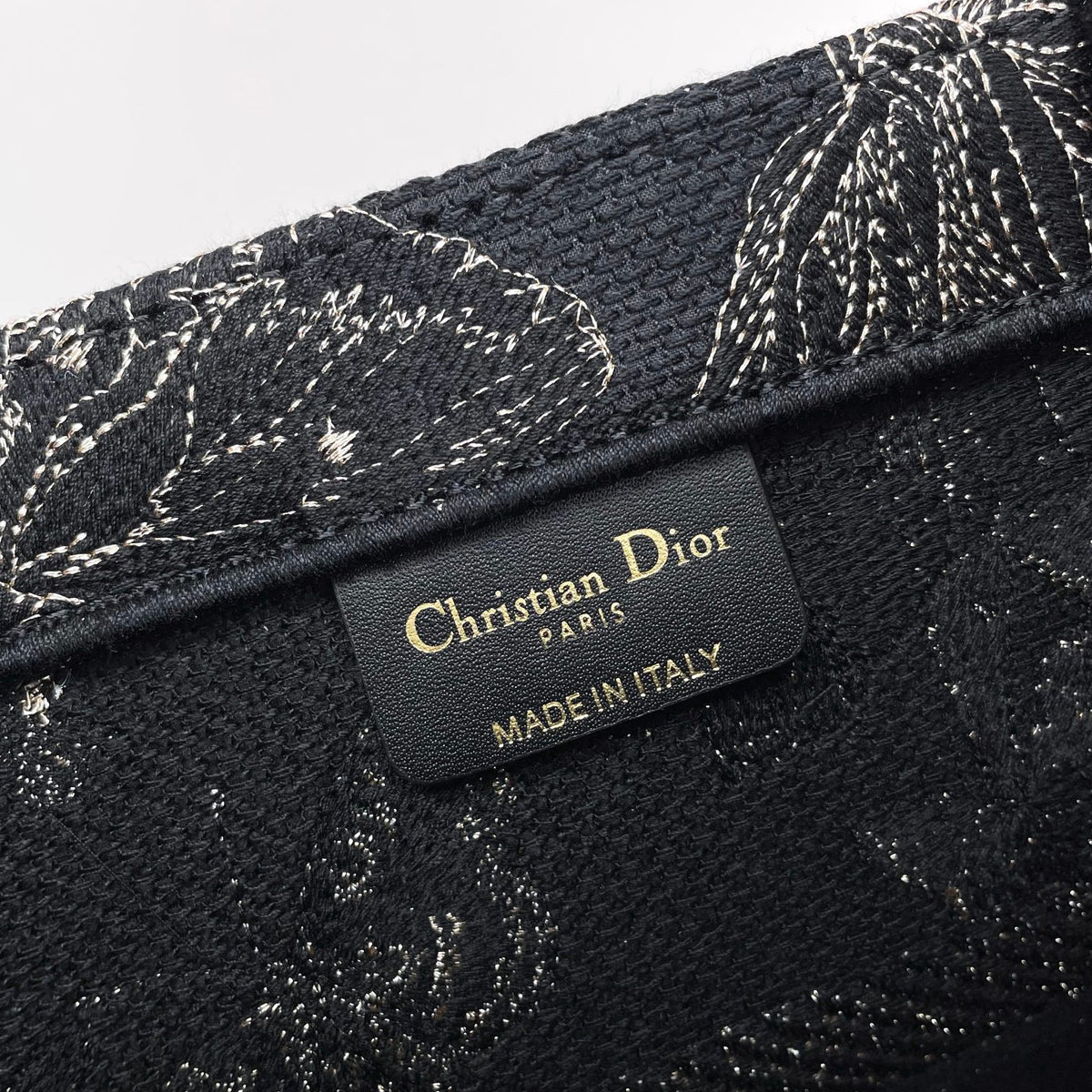 Christian Dior Medium Book Tote Black and Beige Butterfly Embroidered Canvas