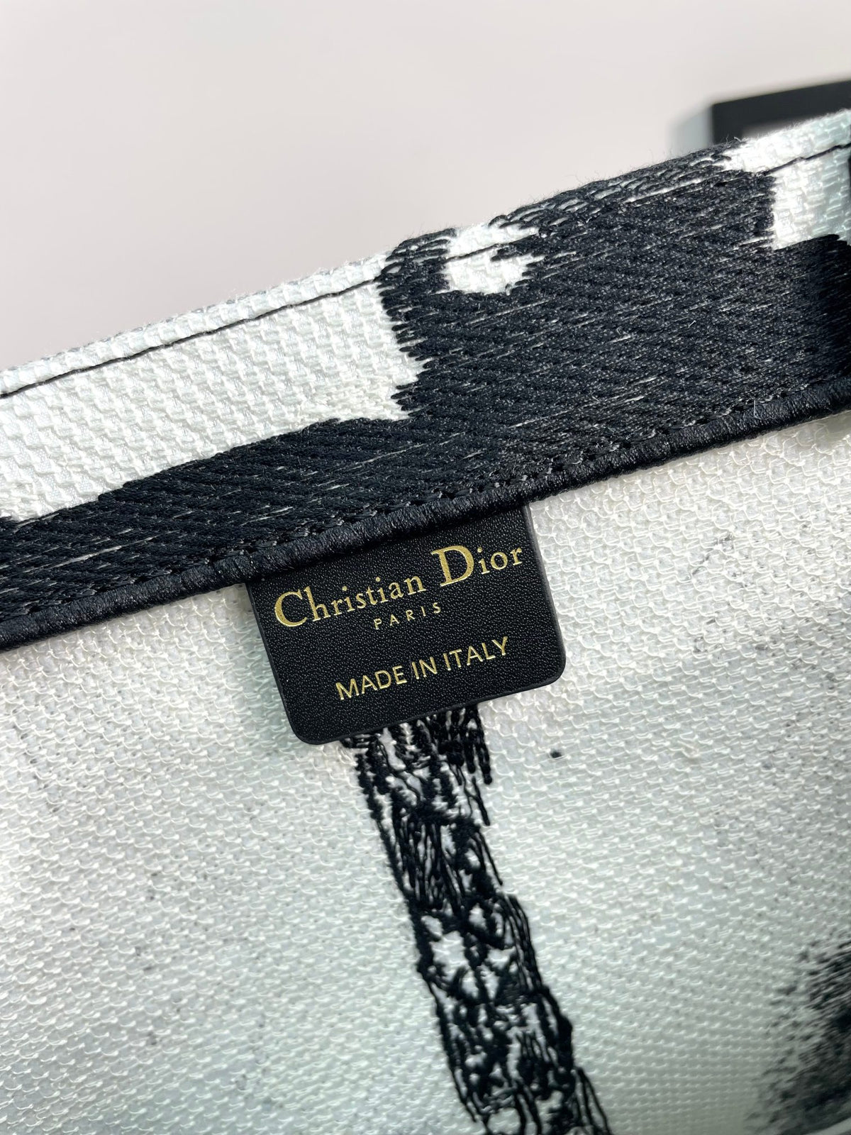 Christian Dior Large Book Tote Bag Black and White Paris Eiffel Tower Embroidery