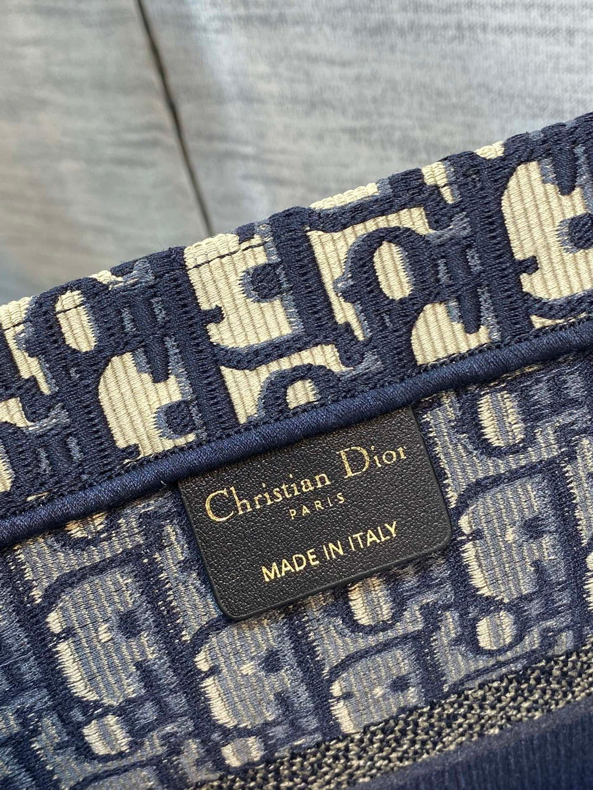 Christian Dior Medium Book Tote Blue Dior Oblique Embroidery Handbag
