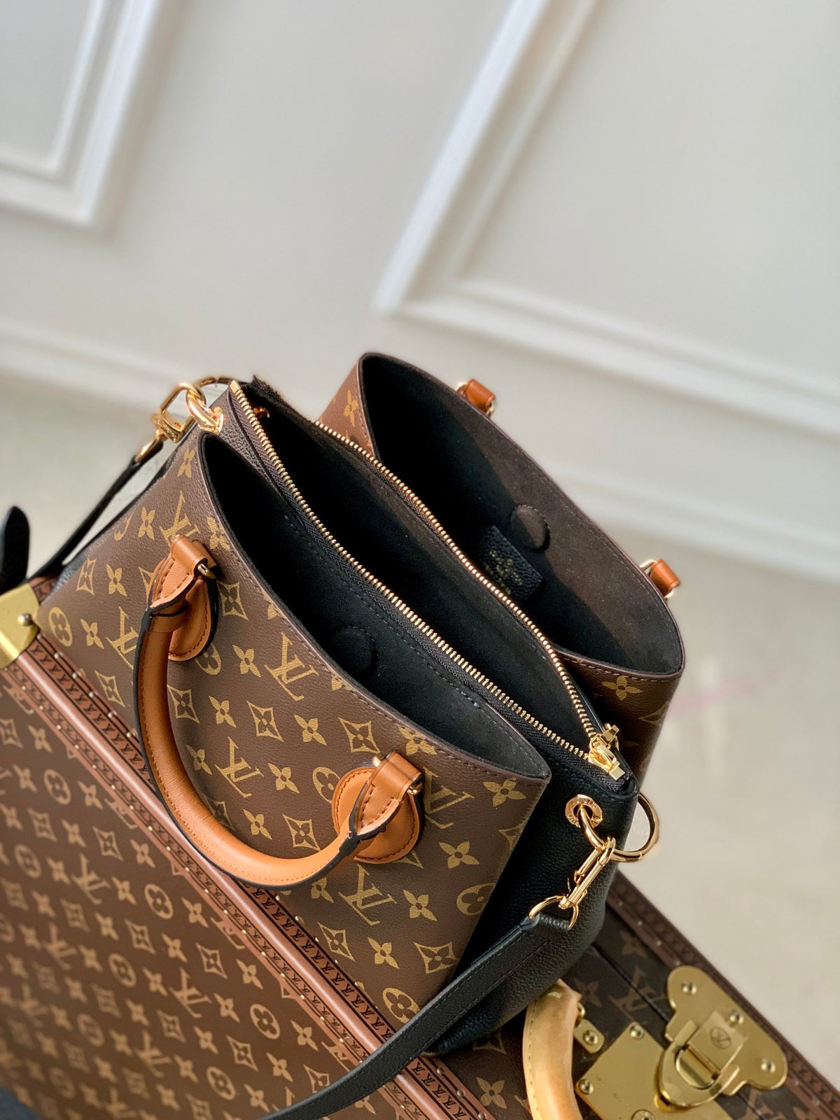 Louis Vuitton Vaugirard Monogram Canvas Leather Handbag - Creme & Caramel