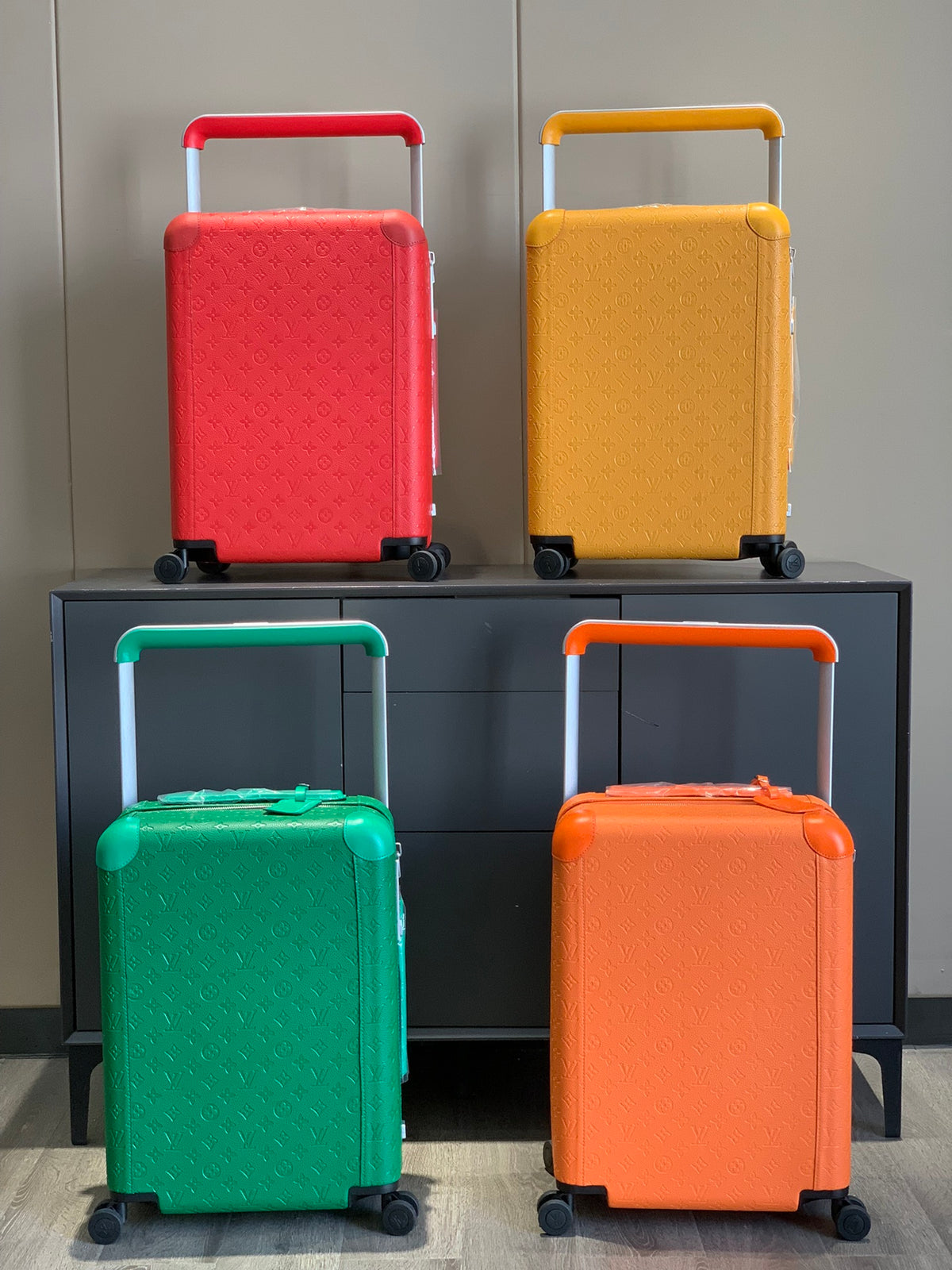 Modern Orange Carry-On Luggage with Wide Telescopic Handle