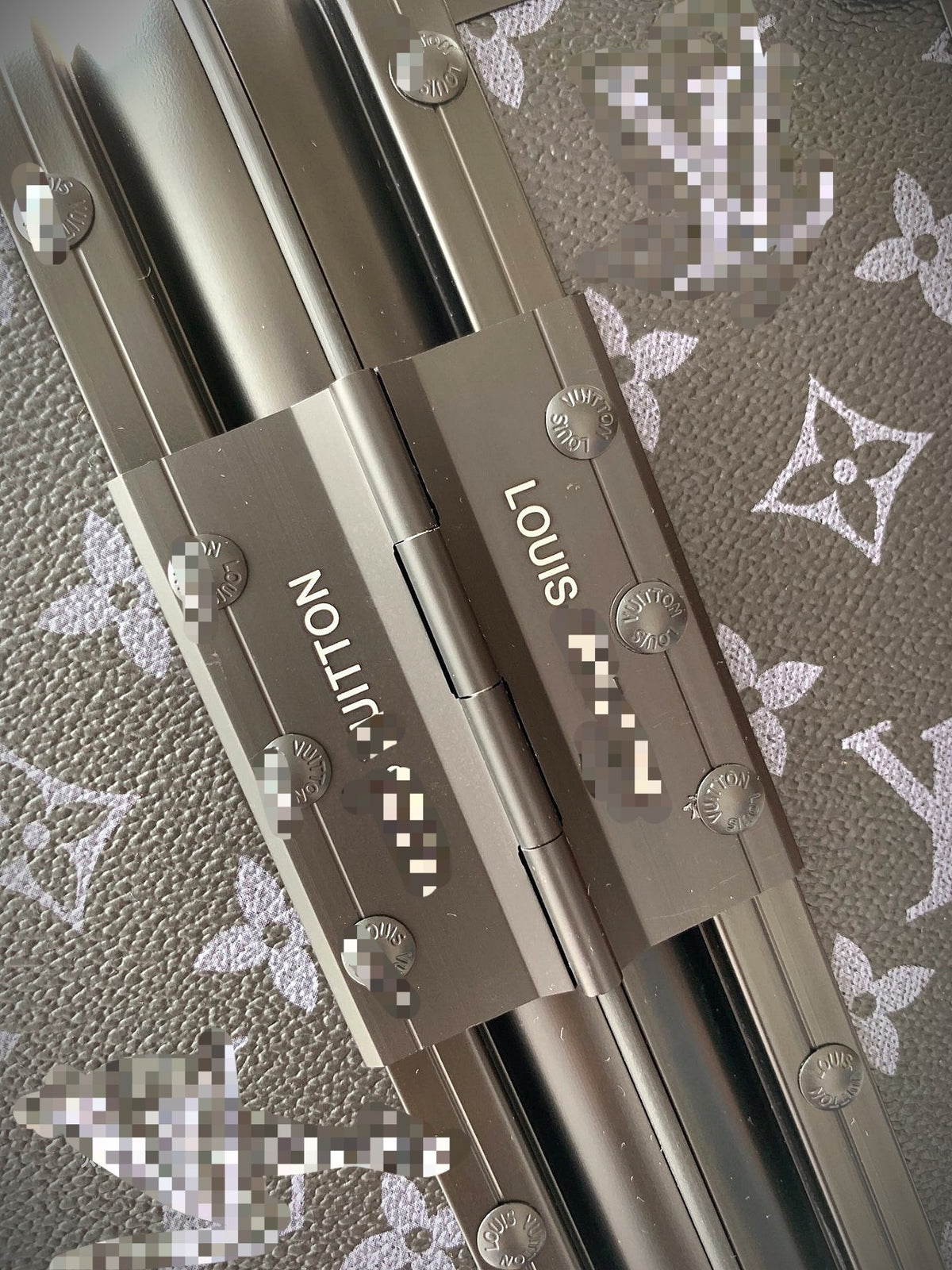Luxury Black Monogram Spinner Suitcase Travel Rolling Luggage