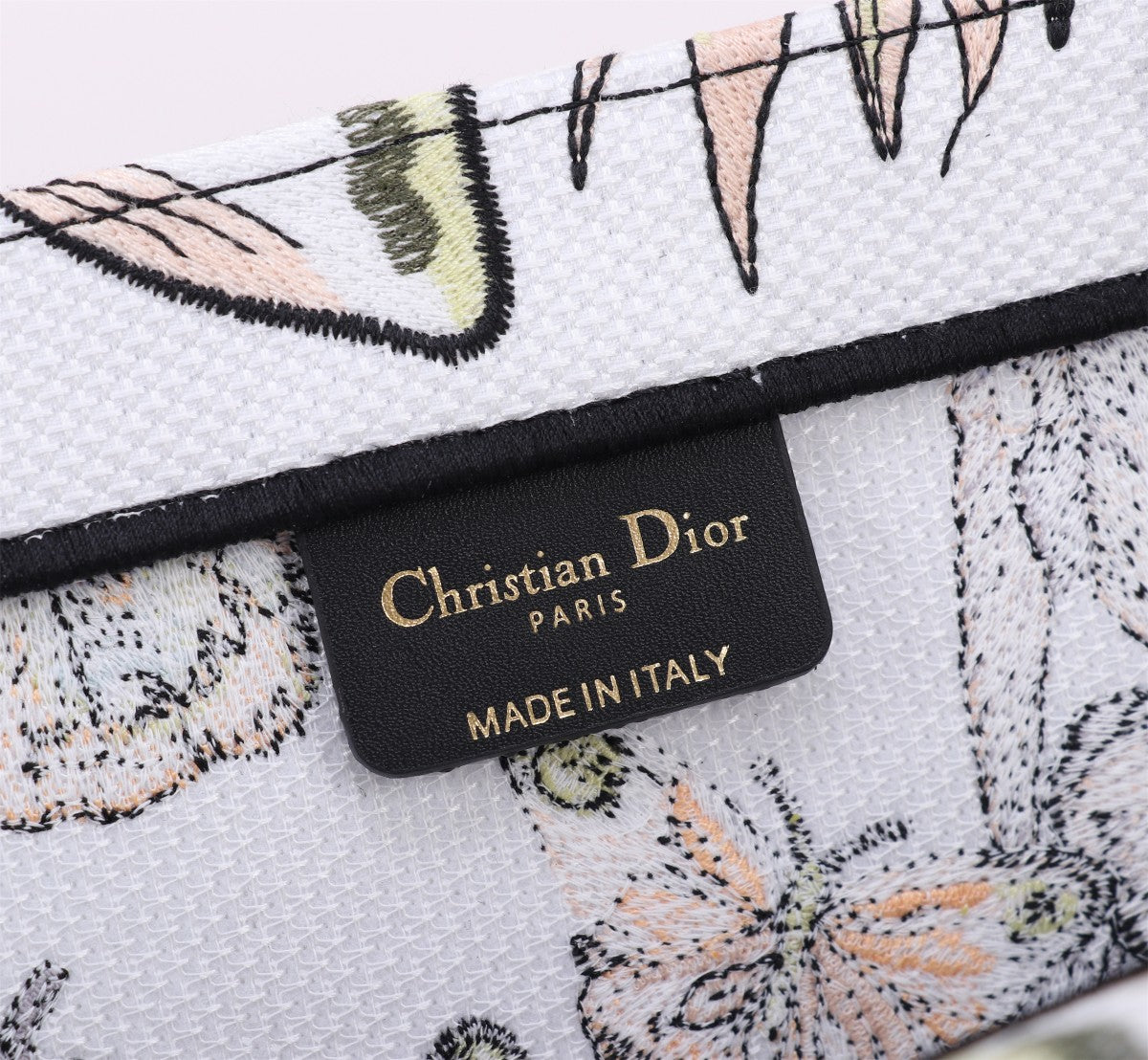 Dior Vintage Butterfly and Floral Canvas Tote Bag with Top Handle