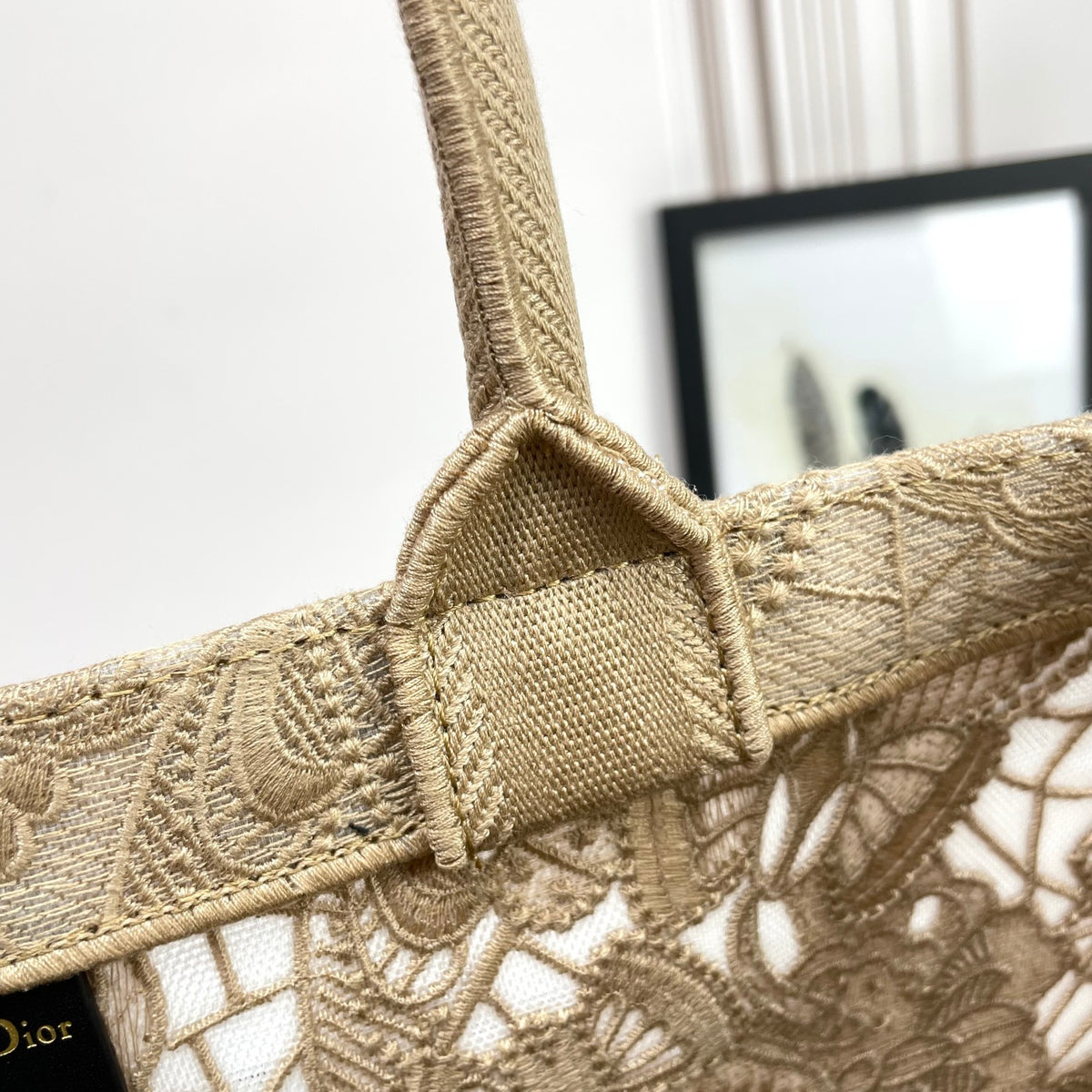 Christian Dior Medium Book Tote Beige Embroidered Canvas Tote Bag