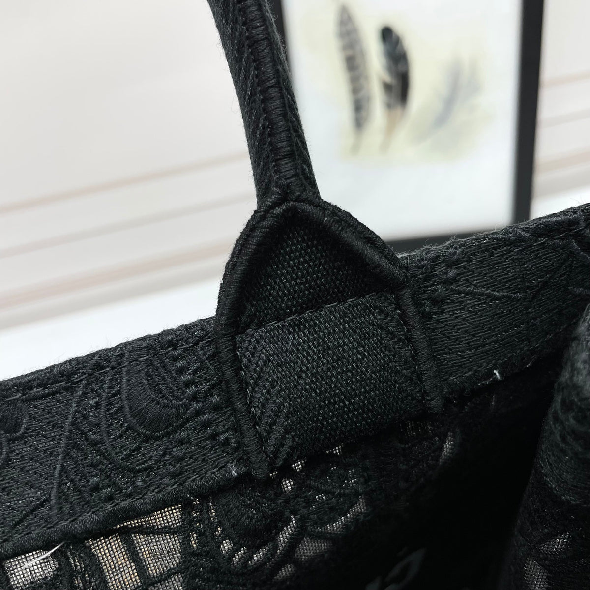 Christian Dior Medium Book Tote - Black Embroidered Canvas Handbag