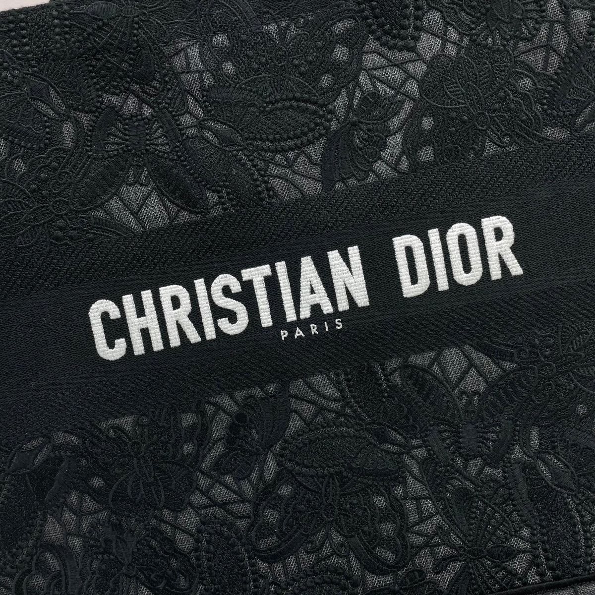 Christian Dior Black Butterfly Embroidered Book Tote Bag