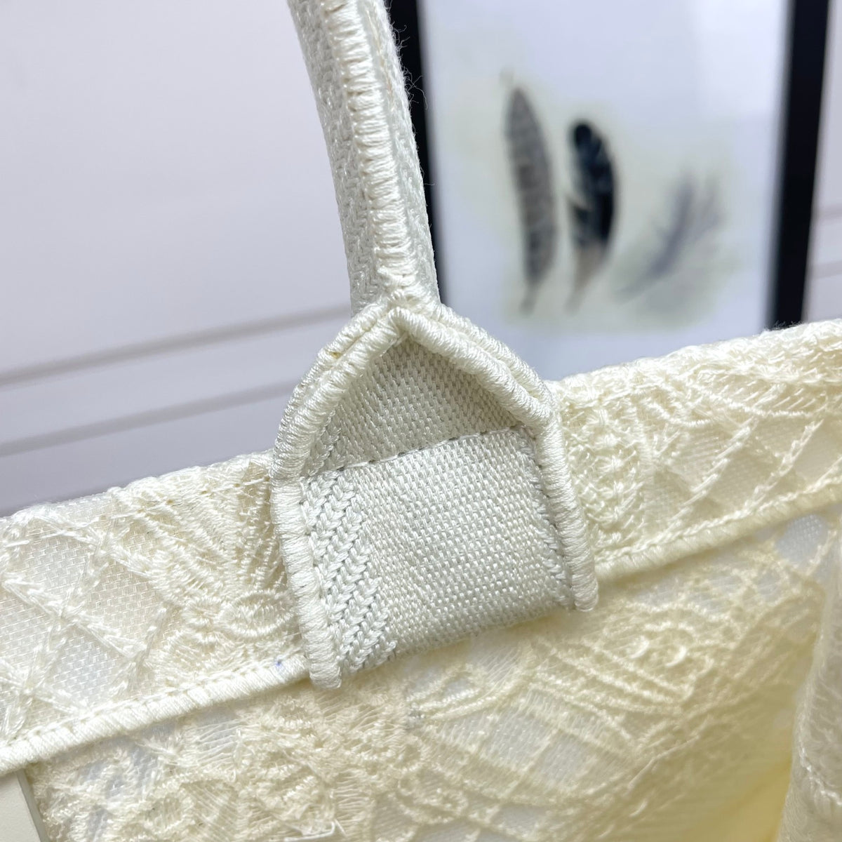 Christian Dior Medium Book Tote - White Butterfly Embroidery Canvas Bag