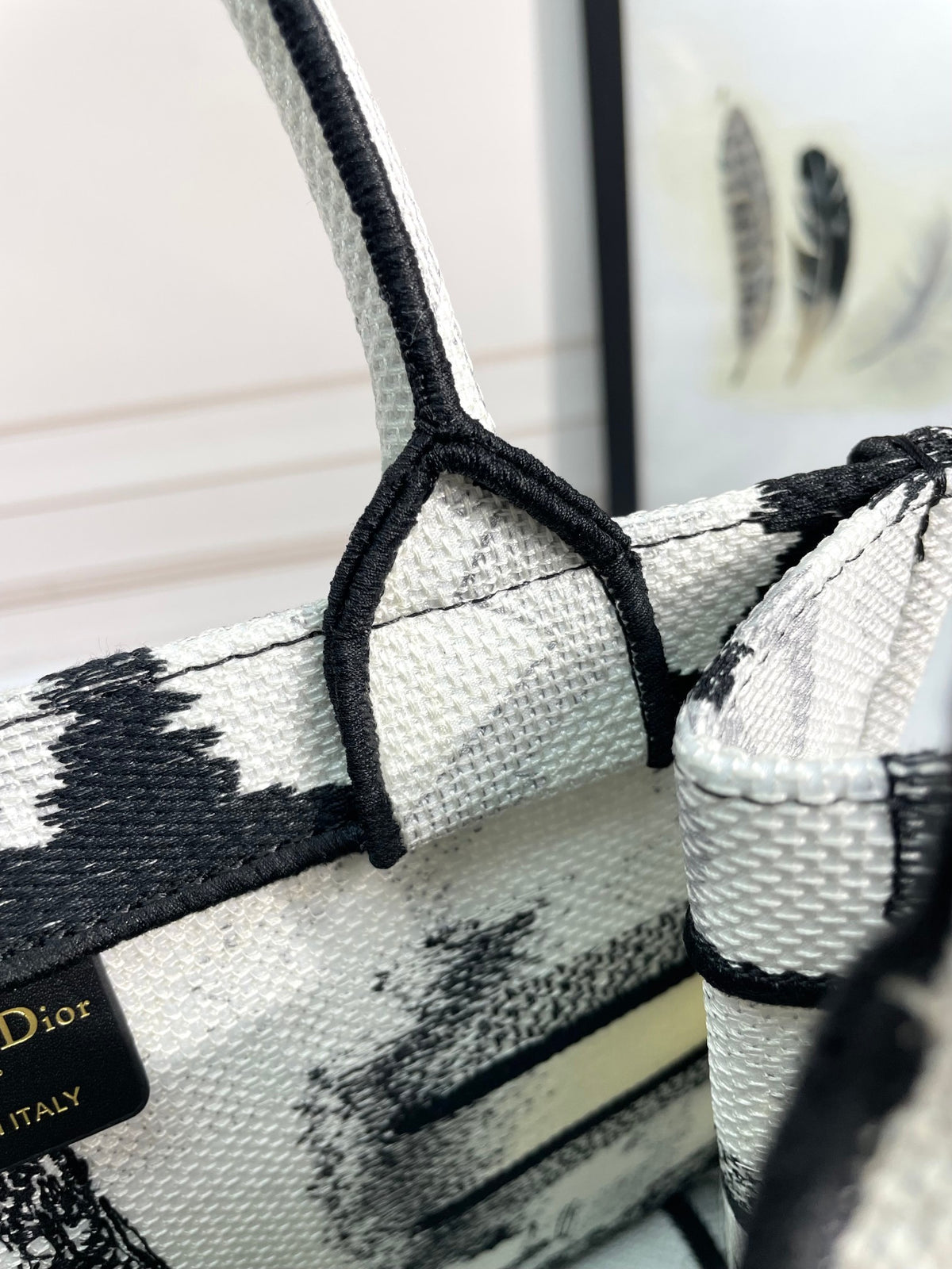 Christian Dior Paris Print Book Tote Bag - Black and White Eiffel Tower Motif