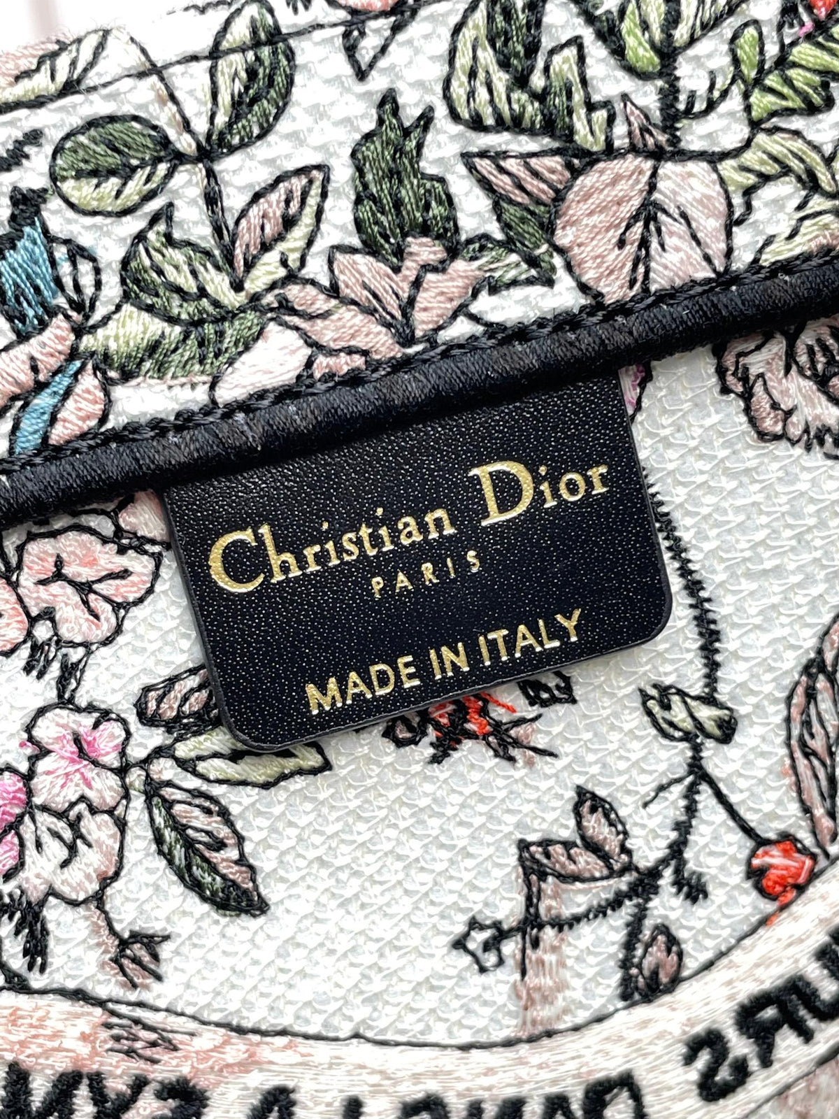 Dior Vintage Floral Embroidered Canvas Tote Bag Large Handbag