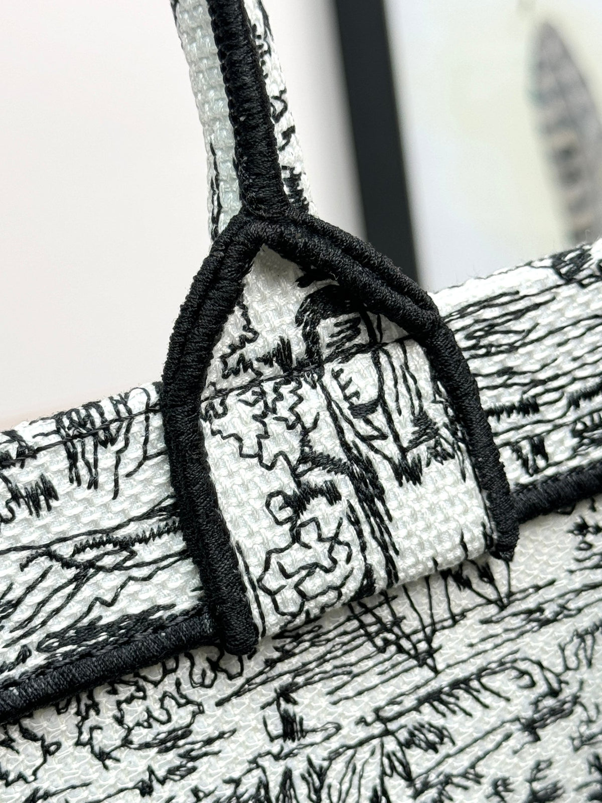 Christian Dior Large Book Tote Black and White Toile de Jouy Embroidery