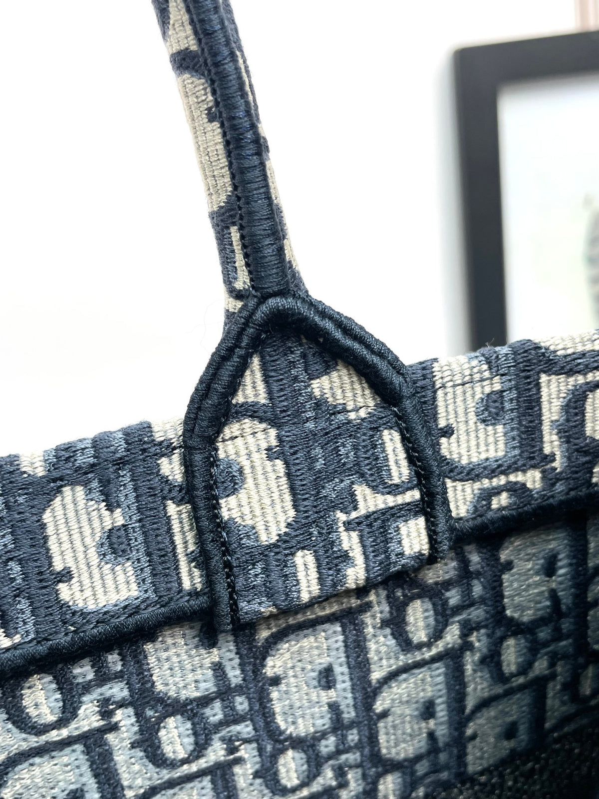 Christian Dior Book Tote Blue Dior Oblique Embroidery Bag