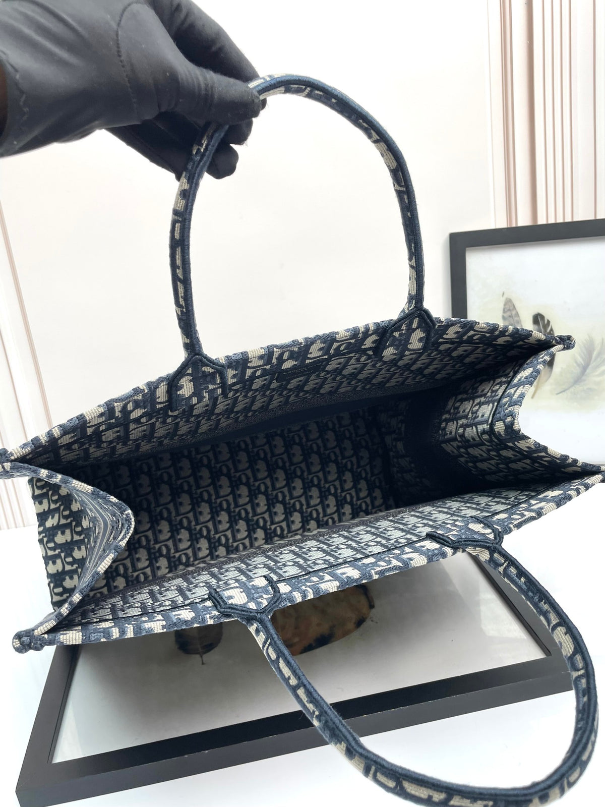 Christian Dior Book Tote Bag - Blue Dior Oblique Embroidery
