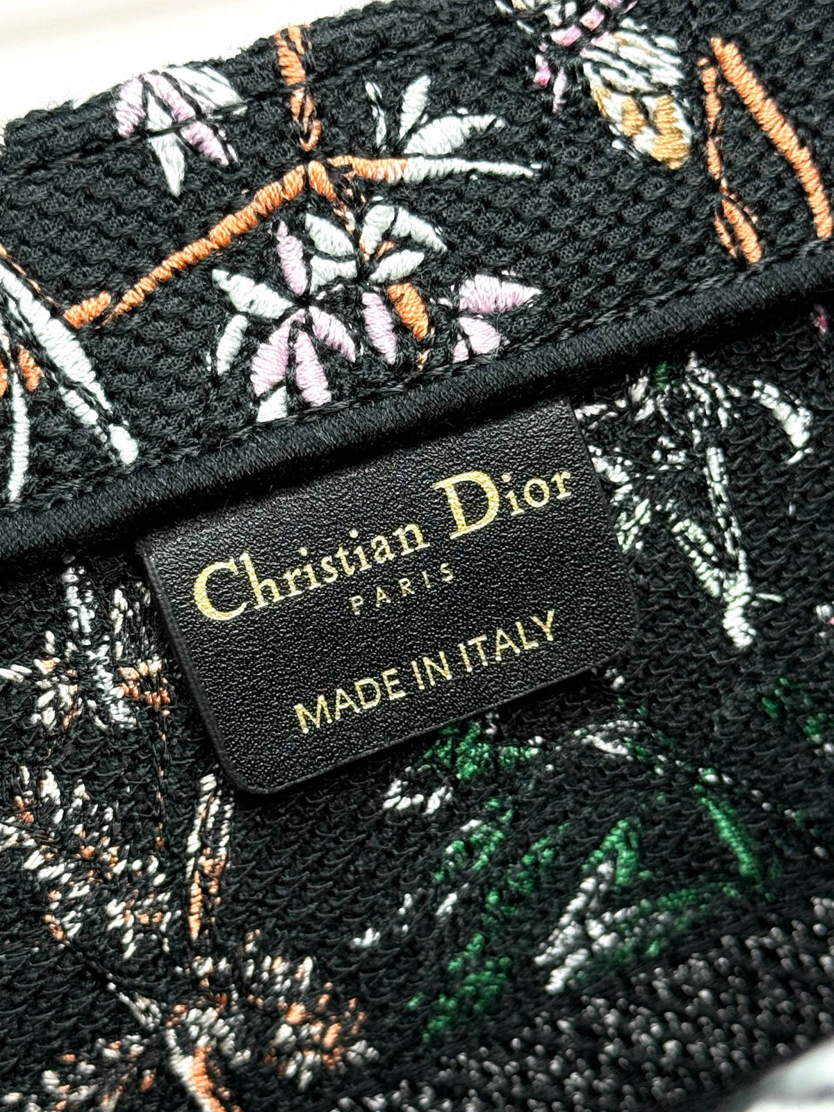 Dior Black Embroidered Wildflower and Dragonfly Canvas Tote Bag
