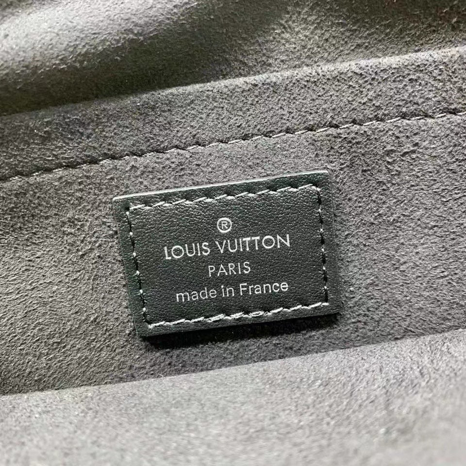 Louis Vuitton Classic Black Leather Shoulder Bag with Flap and Metallic Clasp