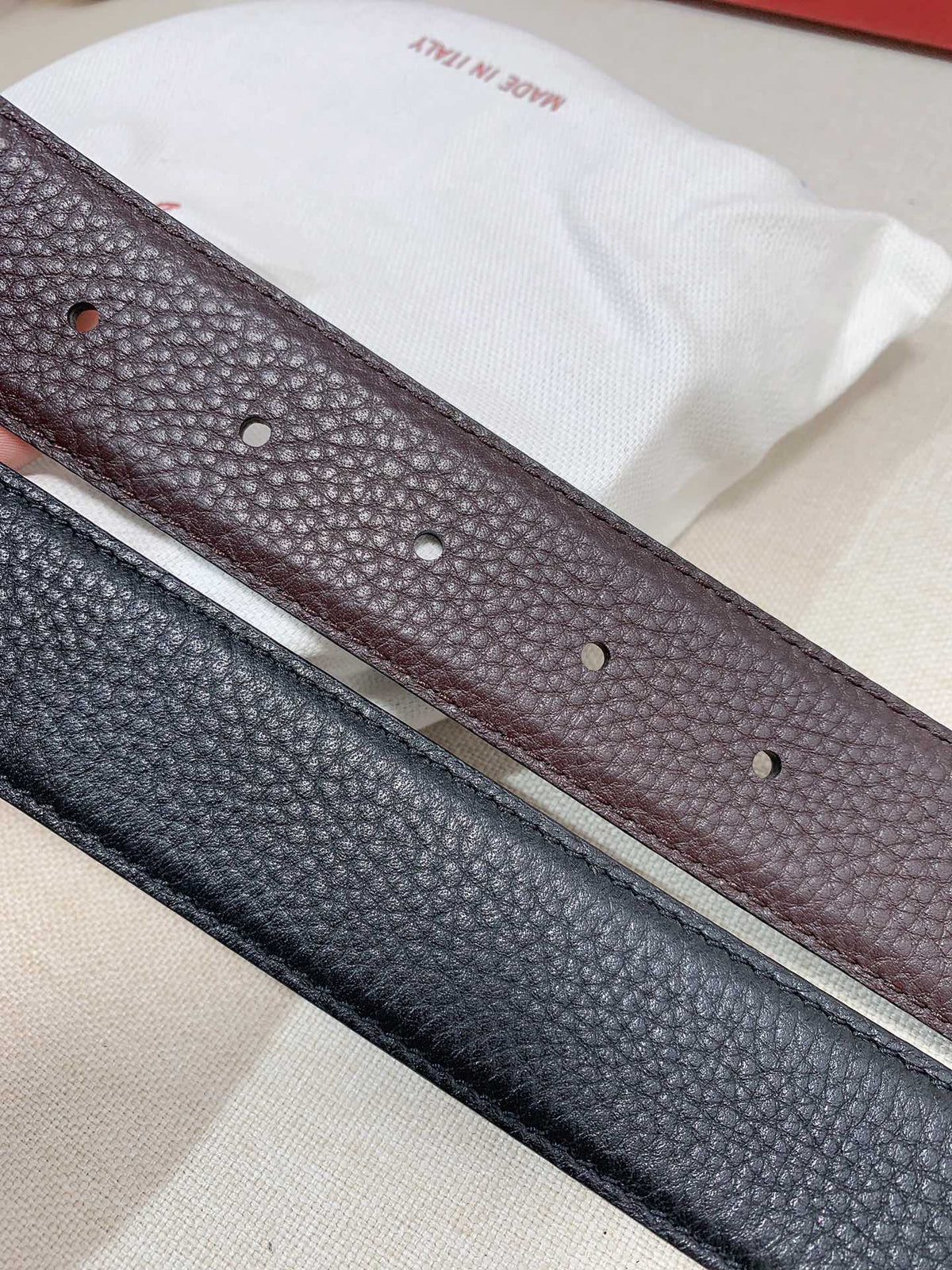 Salvatore Ferragamo Men's Gancini Buckle Leather Belt - Black Pebbled Leather with Engraved Silver-Tone Hardware
