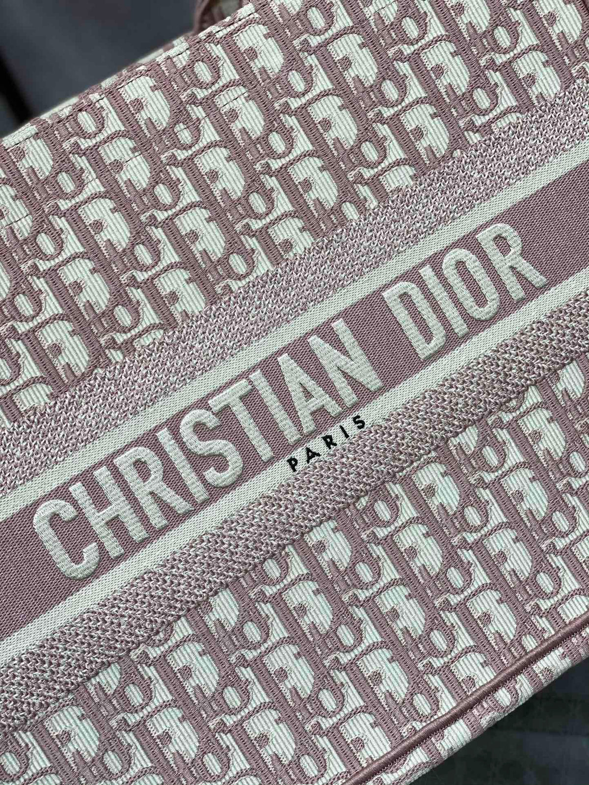 Christian Dior Medium Book Tote - Pink Dior Oblique Embroidery