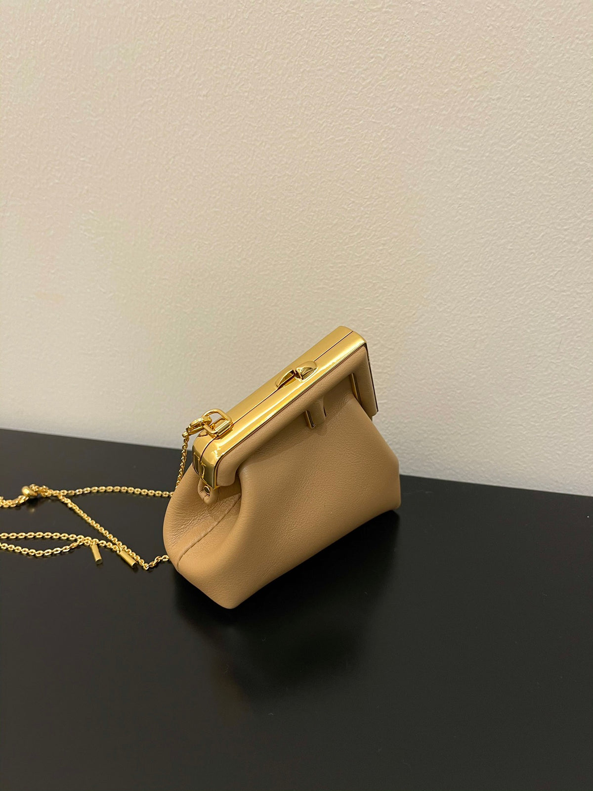 Fendi First Nano Leather Charm - Beige Crossbody Pouch