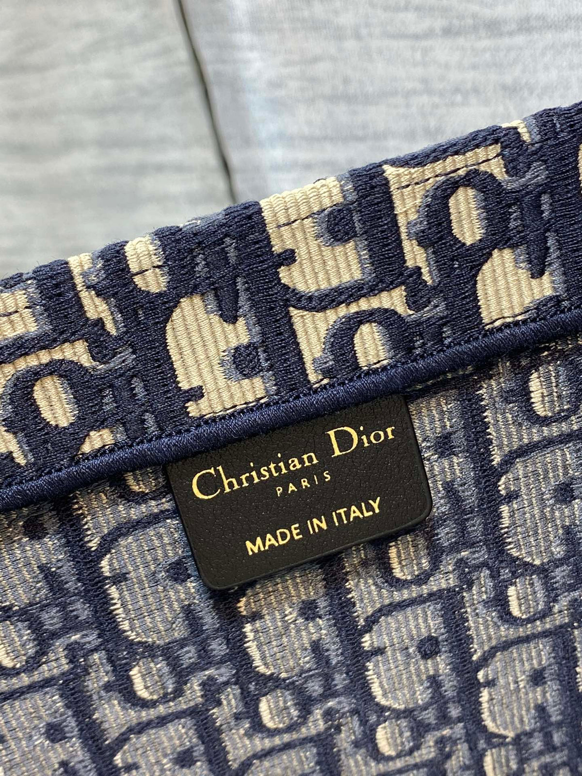 Christian Dior Large Book Tote Blue Dior Oblique Embroidery