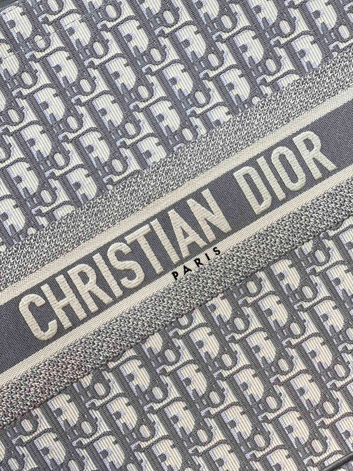 Dior Grey Monogram Canvas Large Tote Bag Travel Shoulder Handbag