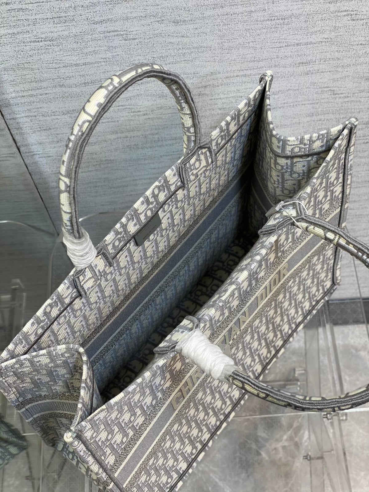 Dior Grey Monogram Canvas Large Tote Bag Travel Shoulder Handbag
