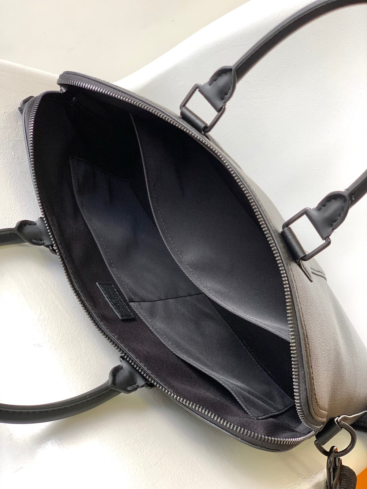 Louis Vuitton Modern Black Leather Briefcase Laptop Bag with Shoulder Strap