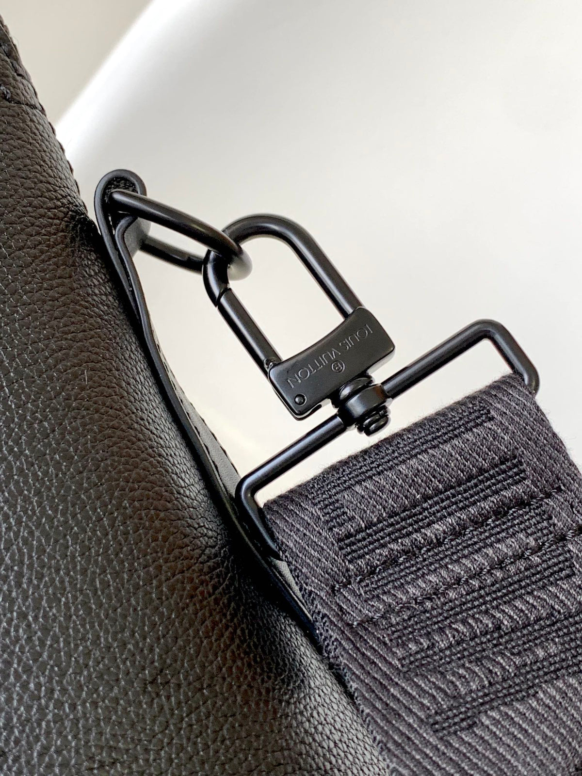 Louis Vuitton Modern Black Leather Briefcase Laptop Bag with Shoulder Strap