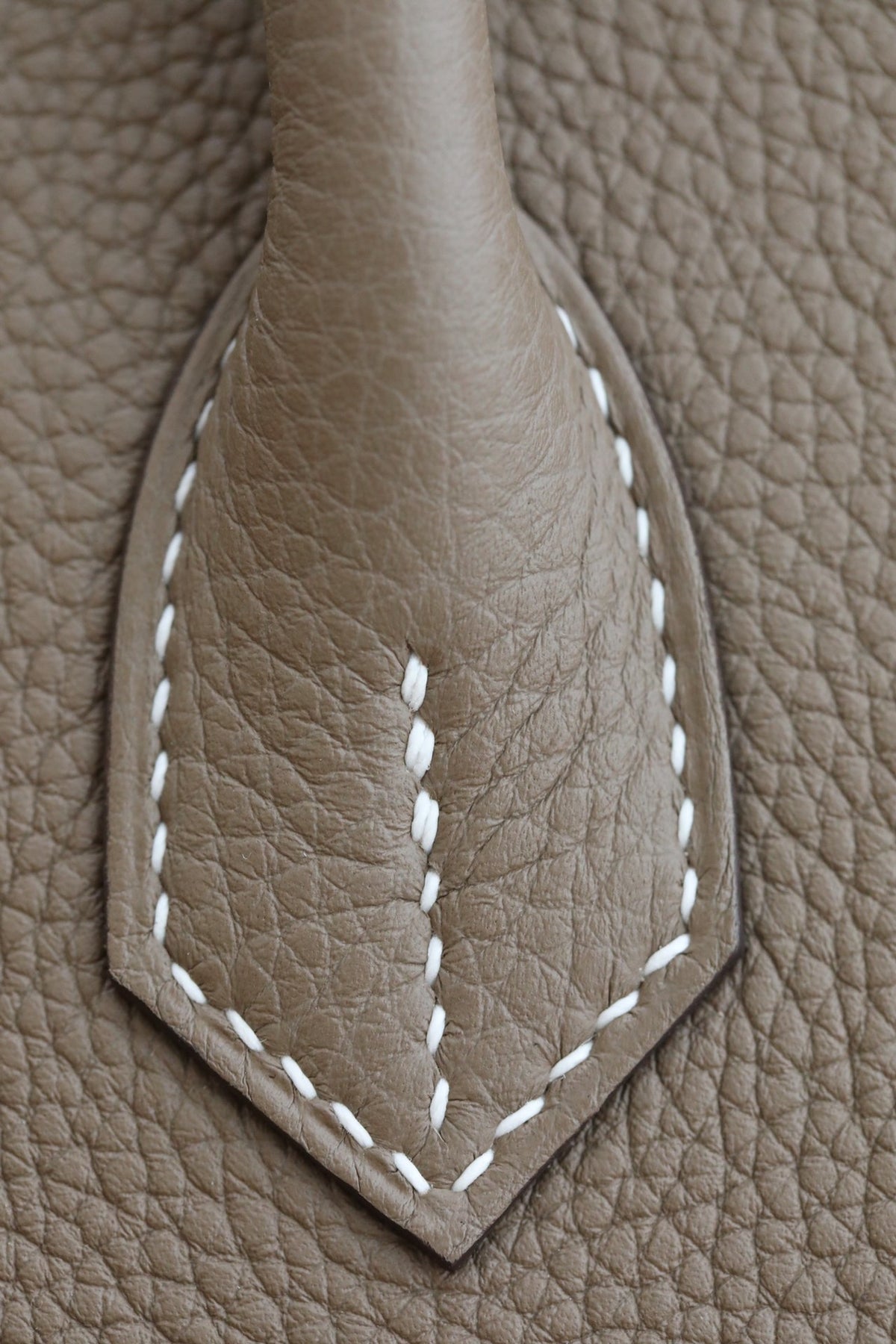Elegant Taupe Leather Top-Handle Handbag with Gold-Tone Hardware