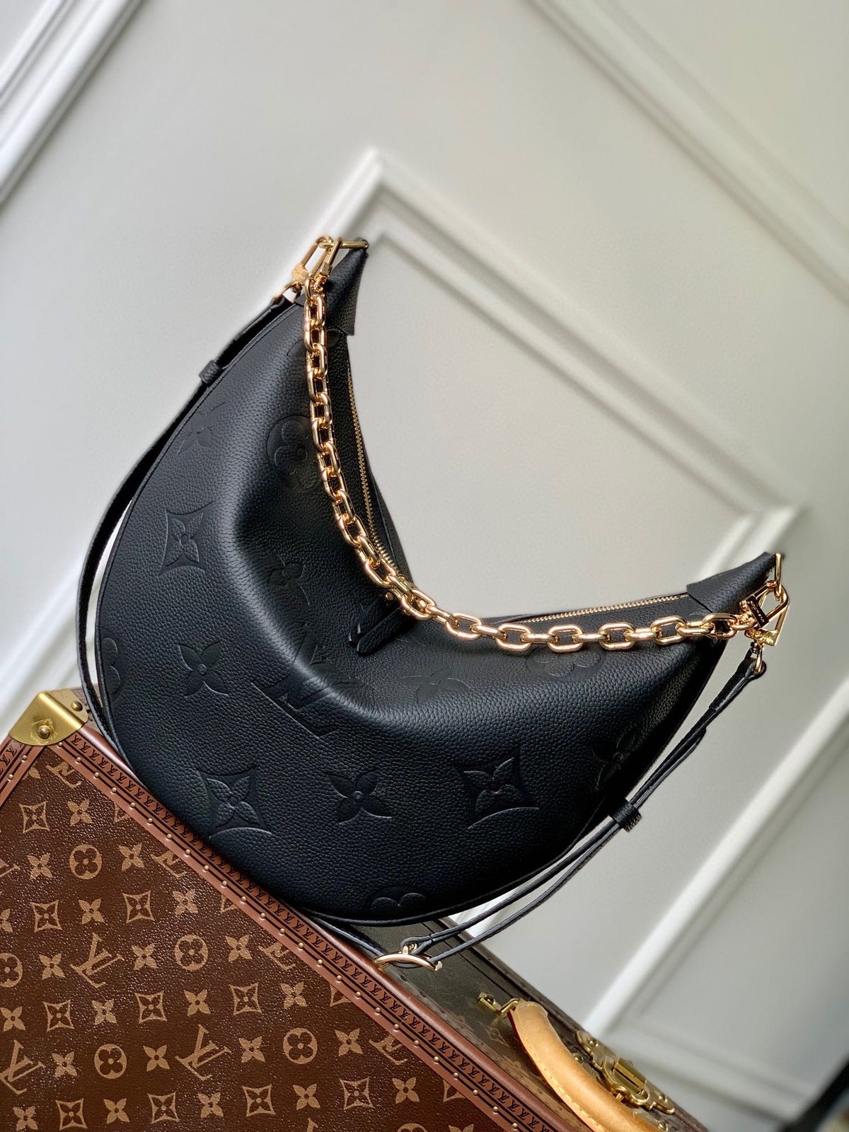 Louis Vuitton Loop Handbag Monogram Empreinte Leather Black