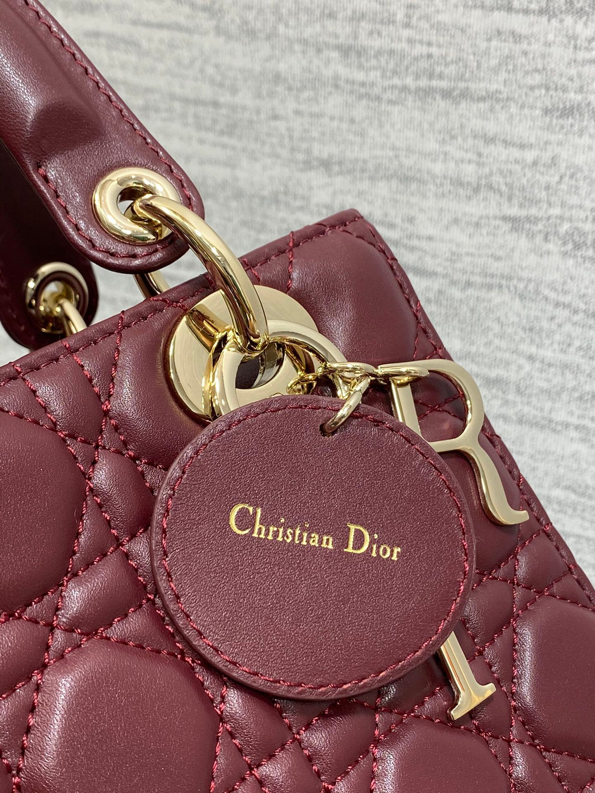 Christian Dior Small Lady Dior My ABCDior Bag - Burgundy Lambskin Cannage