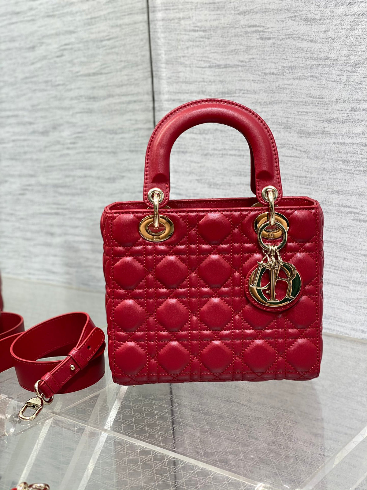 Christian Dior Small Lady Dior My ABCDior Bag - Red Cannage Lambskin