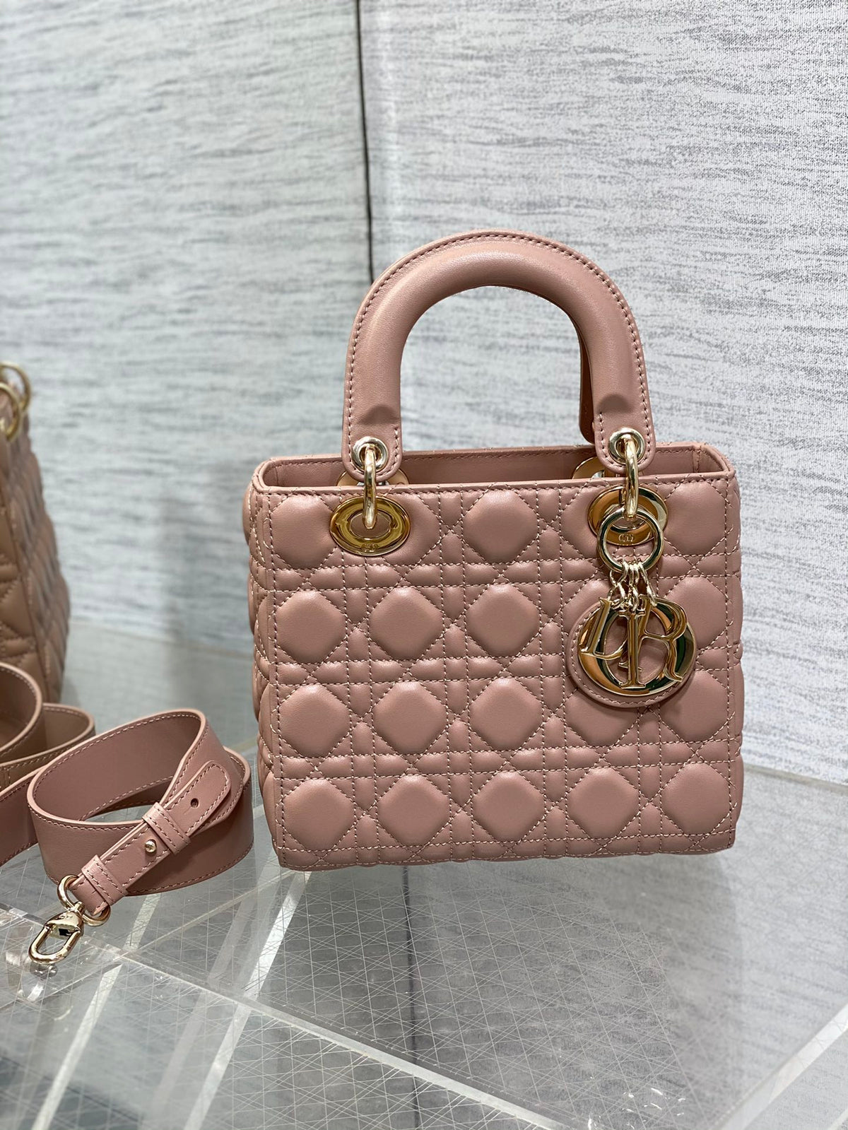 Christian Dior Lady Dior My ABCDior Small Bag - Rose Des Vents Cannage Lambskin