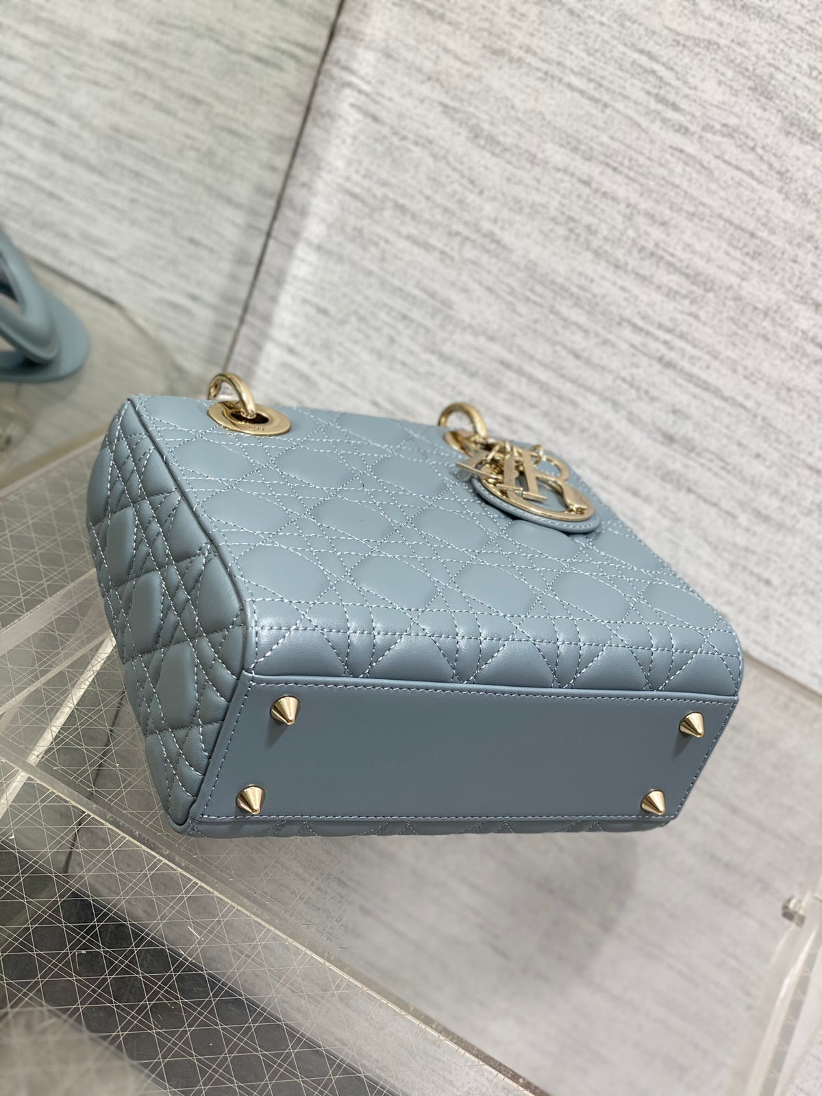 Christian Dior Small Lady My ABCDior Bag Cloud Blue Cannage Lambskin Gold-Finish Metal
