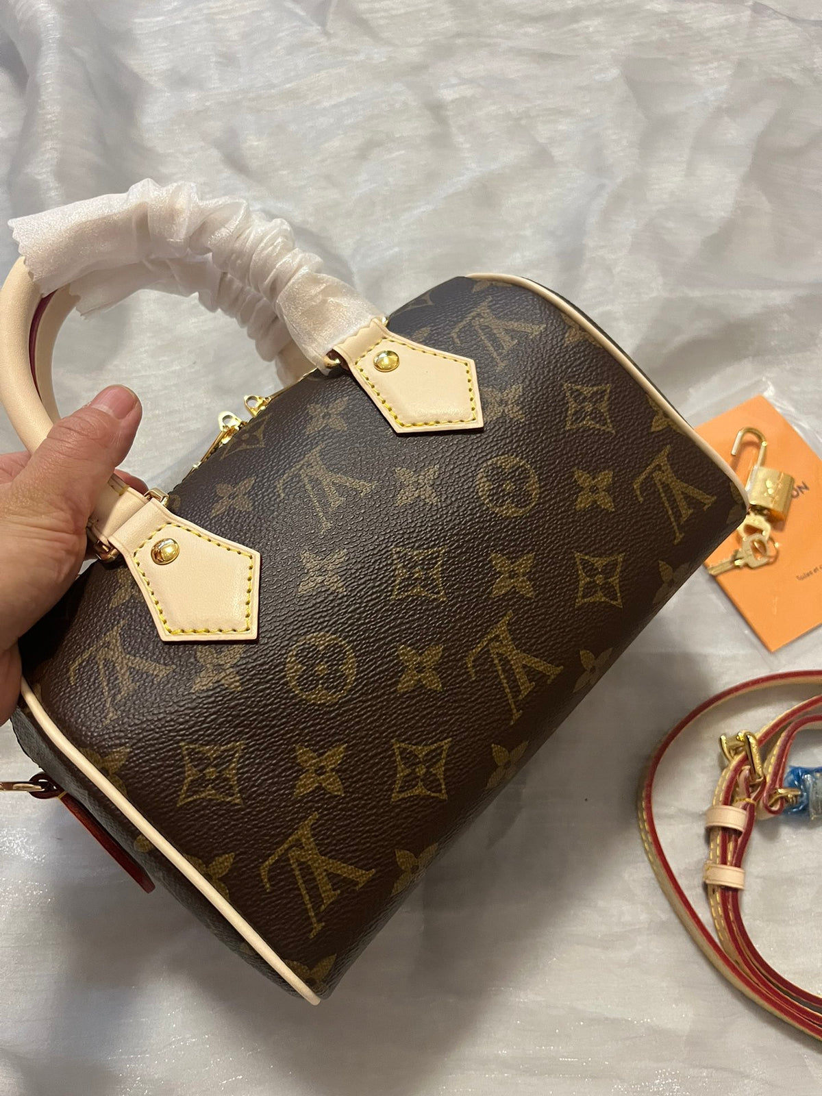 Louis Vuitton Classic Monogram Print Mini Crossbody Duffle Bag with Top Handle