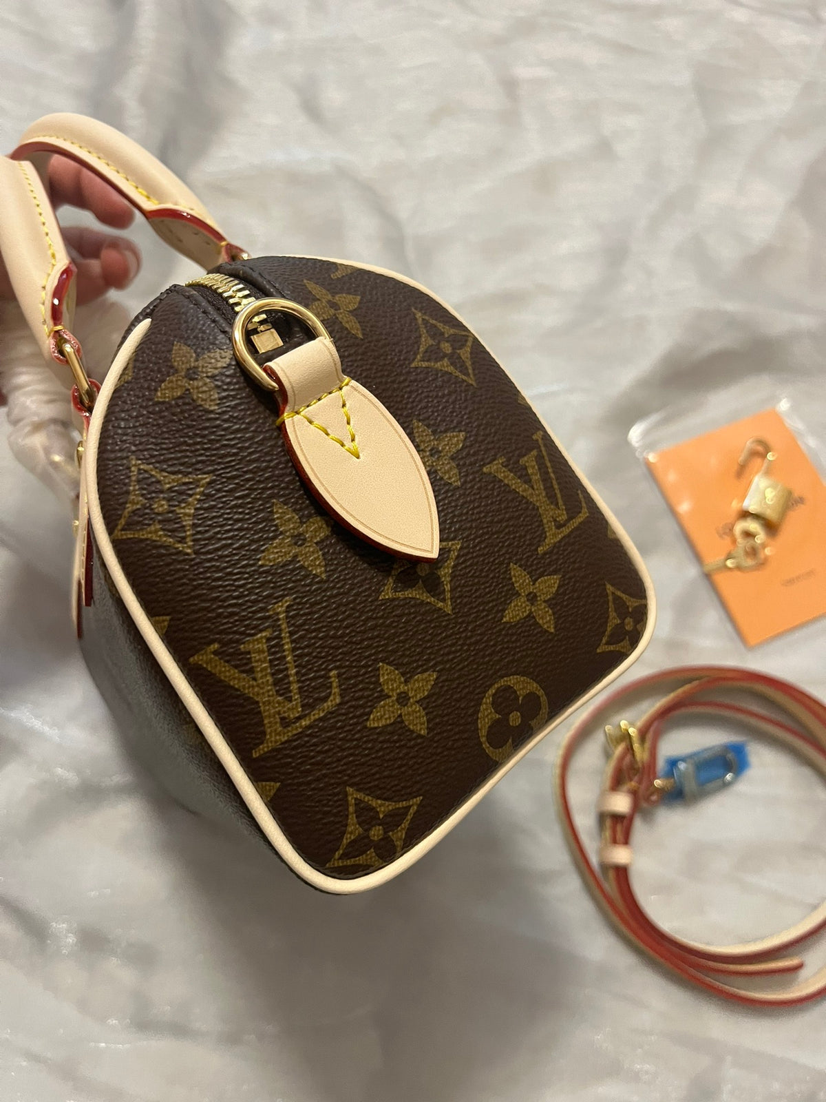 Louis Vuitton Classic Monogram Print Mini Crossbody Duffle Bag with Top Handle