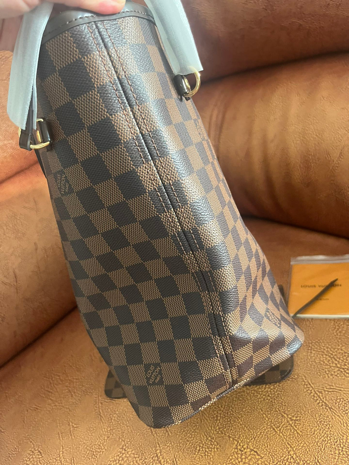 Louis Vuitton Classic Brown Checkered Tote Bag Shoulder Handbag for Women
