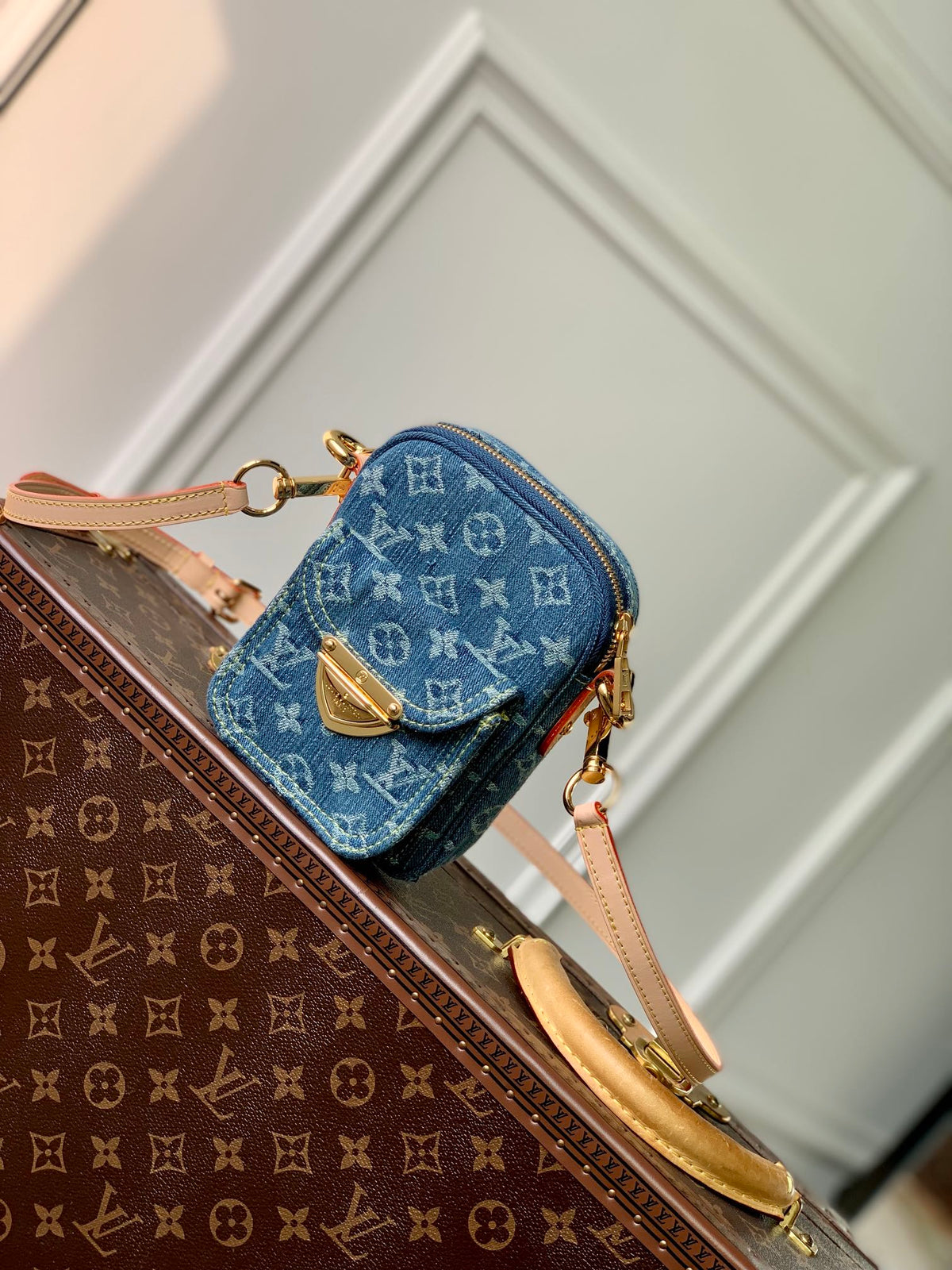 Louis Vuitton Blue Monogram Denim Mini Pleaty Shoulder Crossbody Bag
