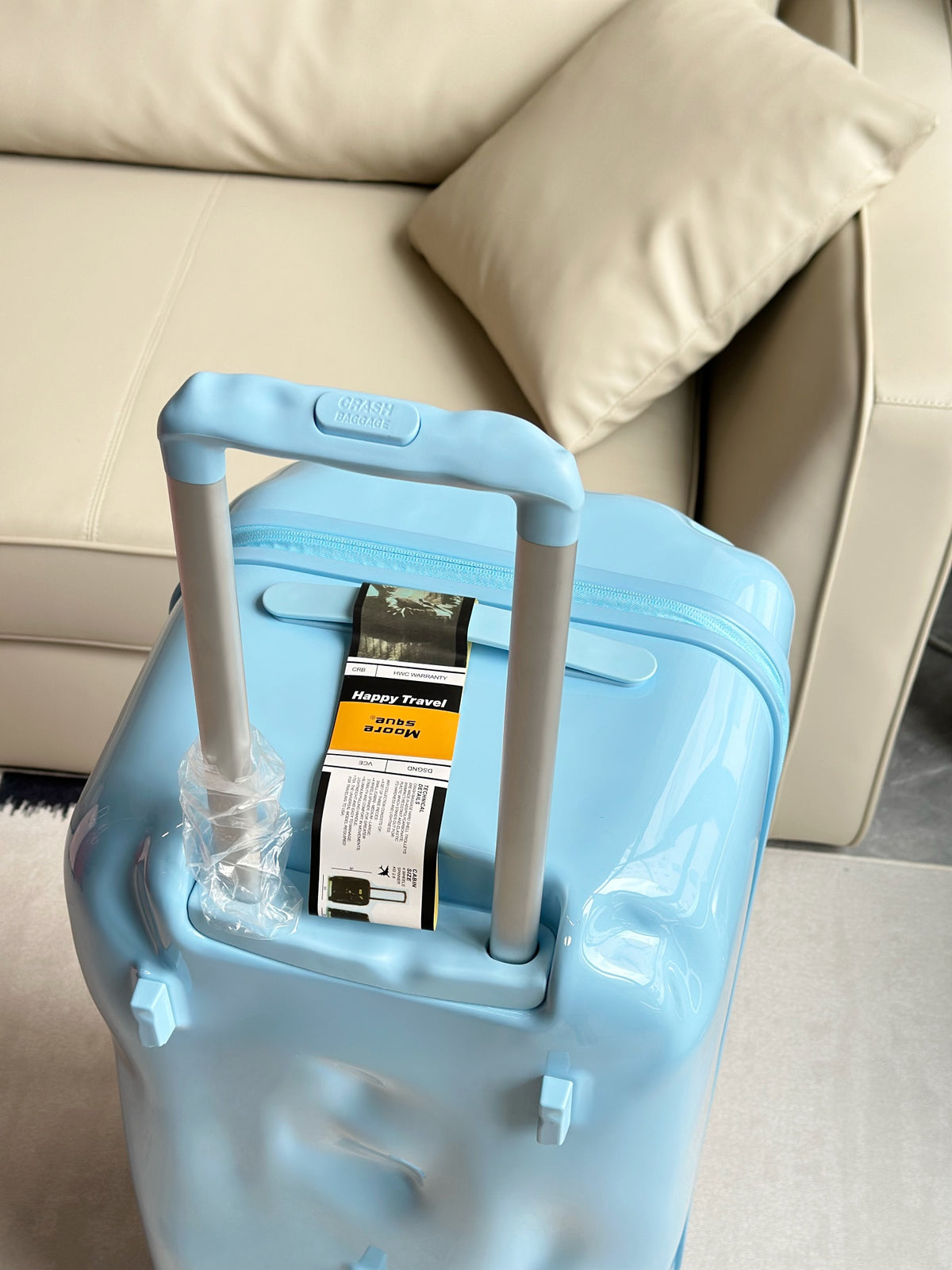 Modern Light Blue Dented Hardshell Spinner Luggage
