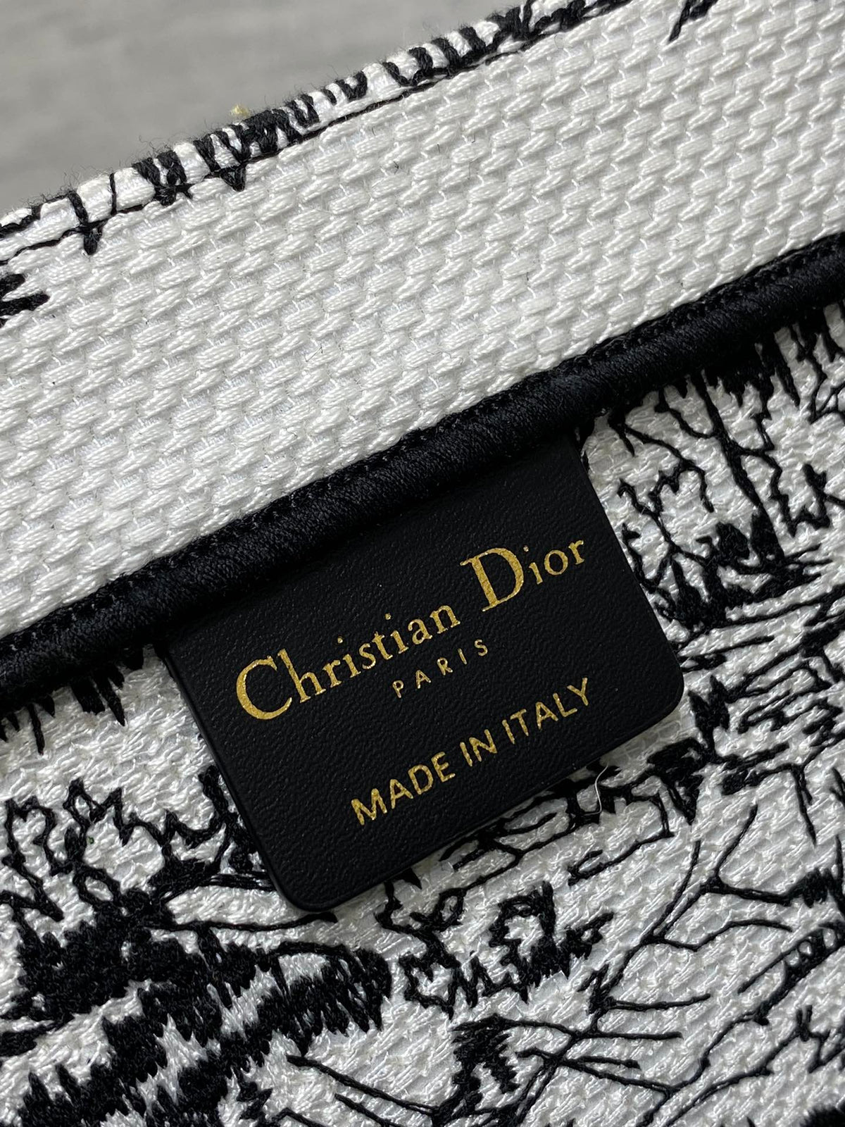 Christian Dior Book Tote Bag - White and Black Plan de Paris Embroidery