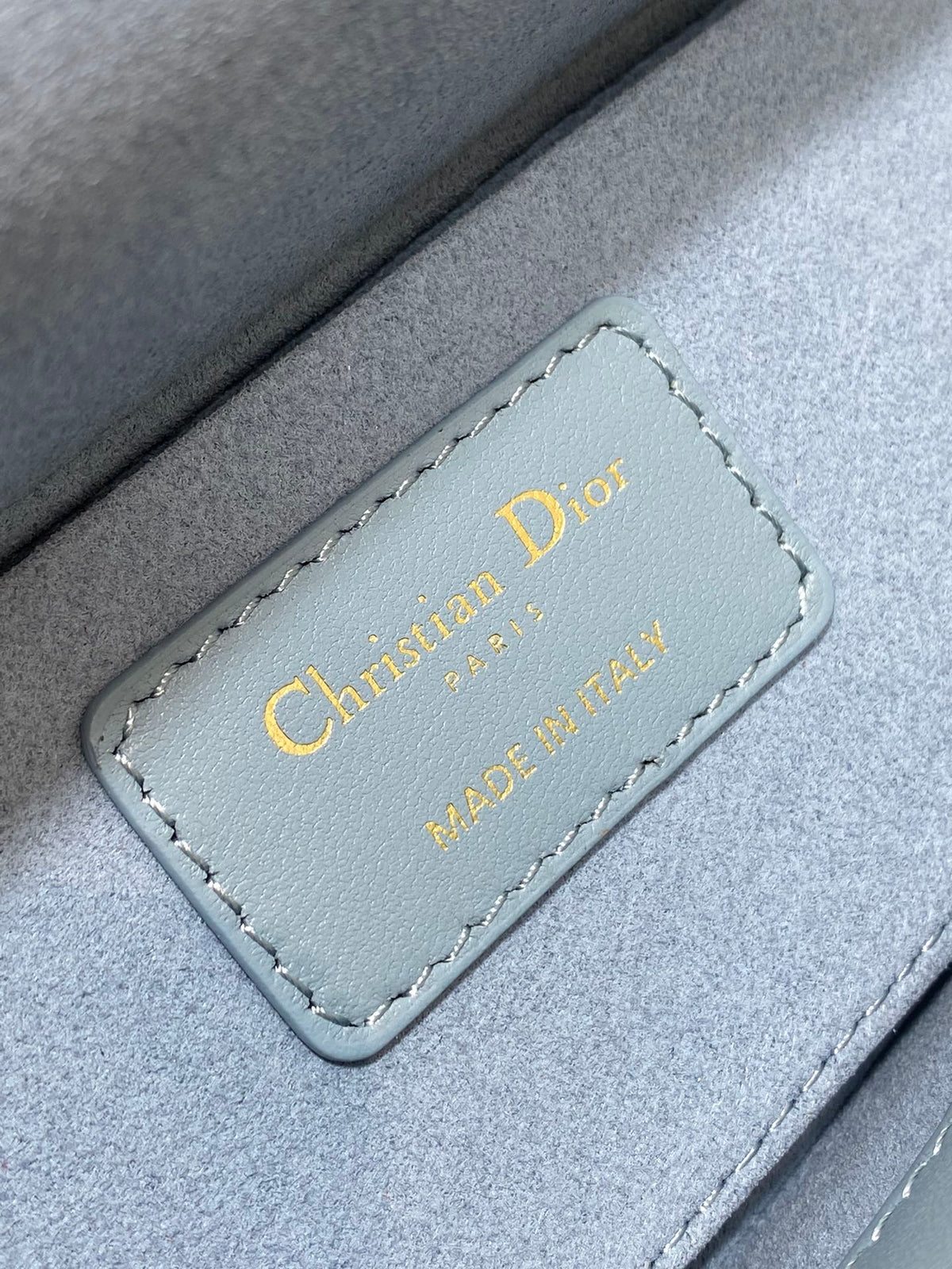 Dior Elegant Light Blue Quilted Leather Crossbody Bag with Top Handle