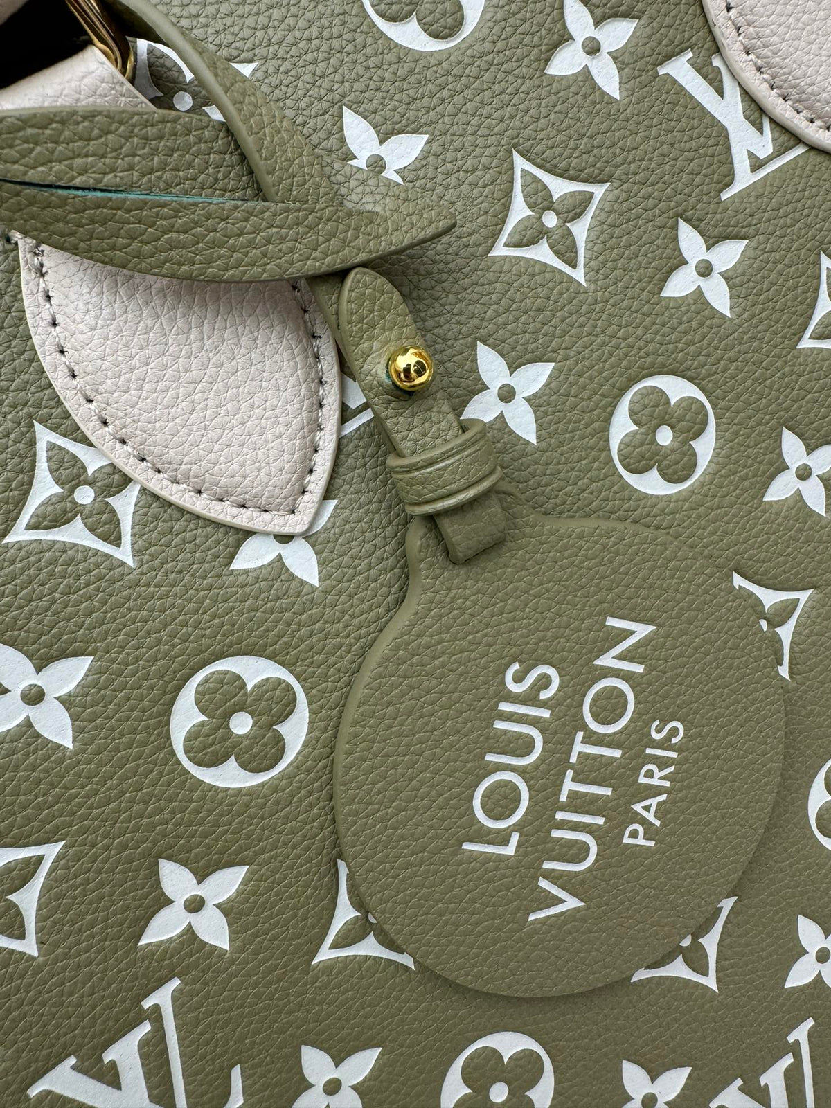 Louis Vuitton Classic Khaki Monogram Print Leather Tote Bag with Top Handles