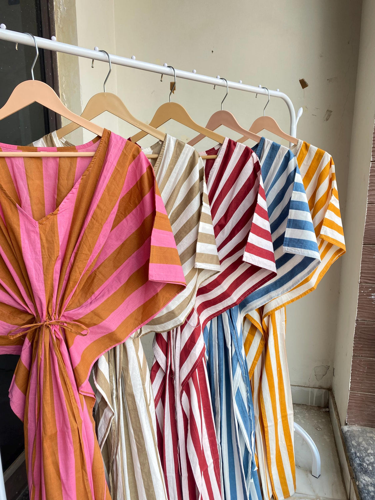 100% Cotton Kaftan, Striped Print Kaftan, Nightwear Sleepwear Cotton Maxi Dress, Cotton Beach Dress, Womens Kaftan