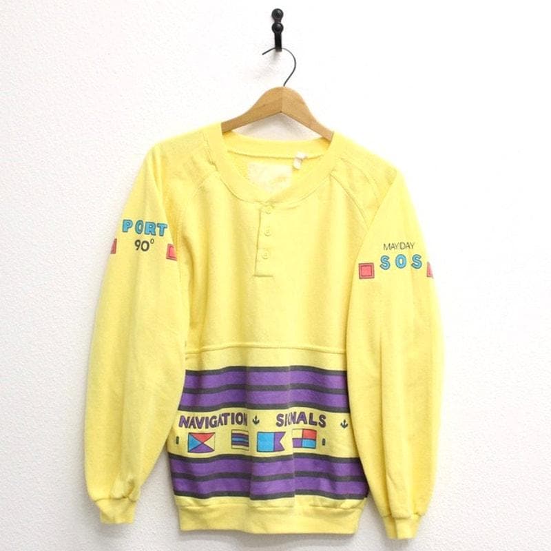 Vintage Nautical Sailing Navigation Signals Sweatshirt Medium