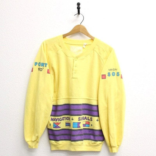 Vintage Nautical Sailing Navigation Signals Sweatshirt Medium