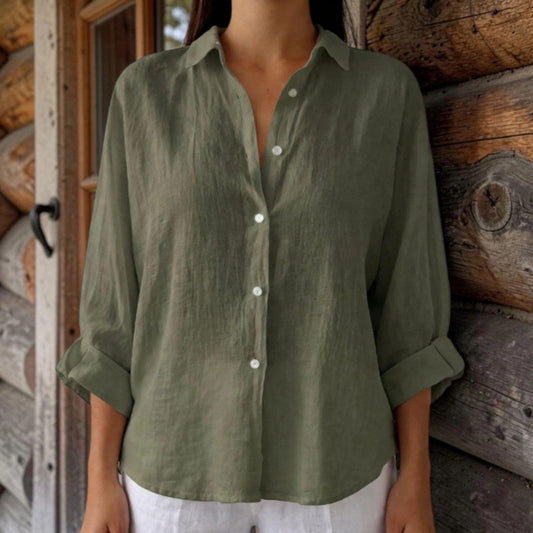 Women's Cotton Linen Shirt – Loose Fit, Breathable Summer Top – Casual Streetwear Blouse