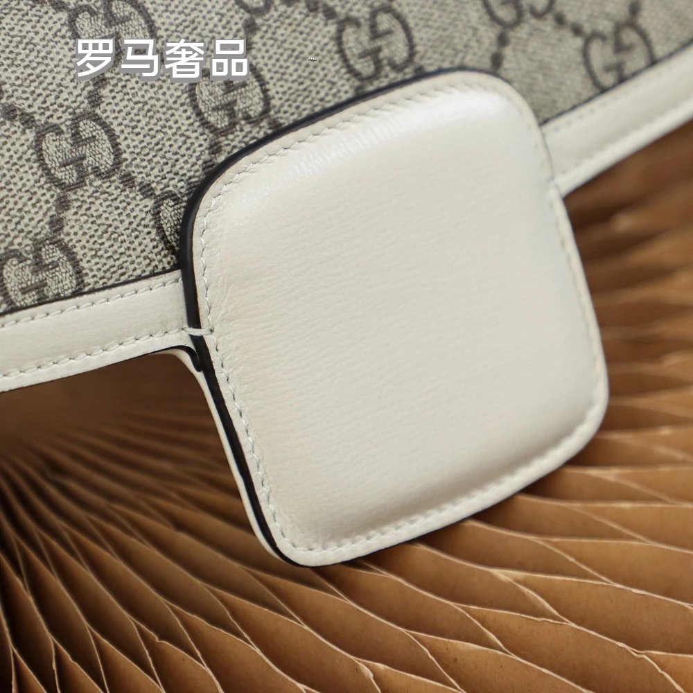 Gucci Vintage Monogram Saddle Crossbody Bag with Gold Horsebit Buckle