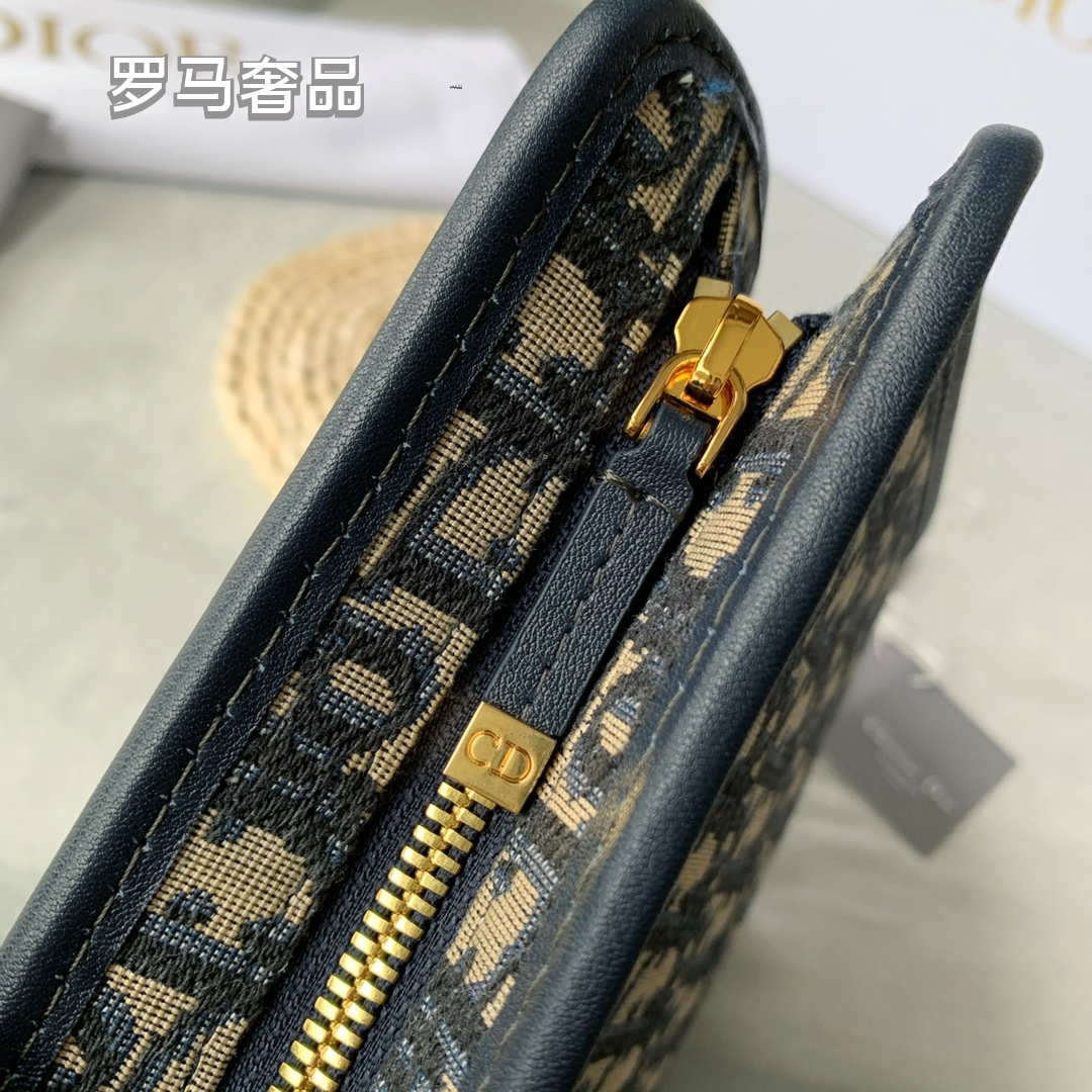 Dior Vintage Jacquard Monogram Canvas Clutch Bag with Gold Hardware