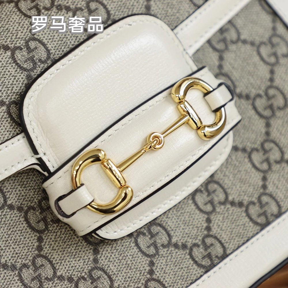Gucci Vintage Monogram Saddle Crossbody Bag with Gold Horsebit Buckle